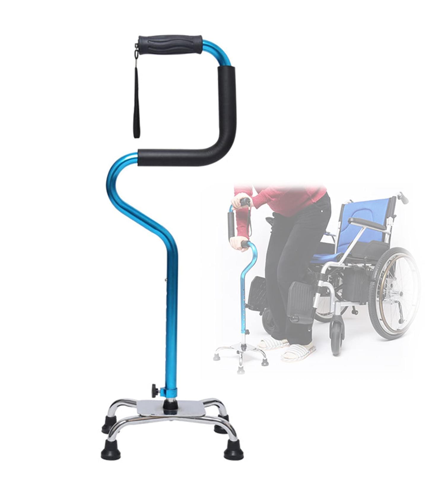 Height Adjustable Adults Crutch Four-Legged Walking Stick Aluminum Alloy Cane Telescane Elderly Mobility Aids/Blue Lucky Star - Buy Online on GoSupps.com