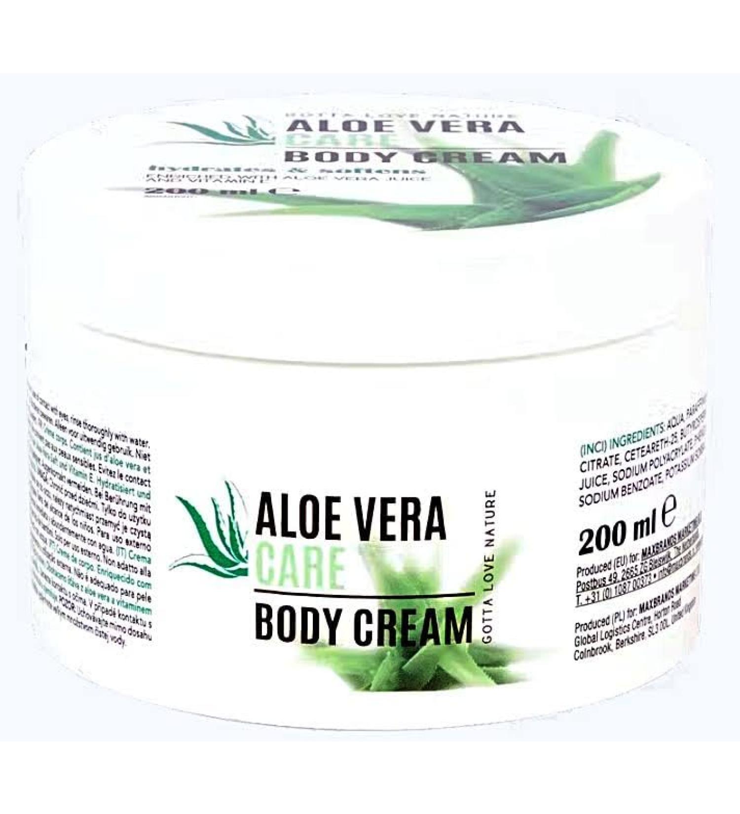 Shop Aloe Vera Body Cream with Vitamin E - Hydrating Vegan Skin Cream 200ml - Buy Online on GoSupps.com