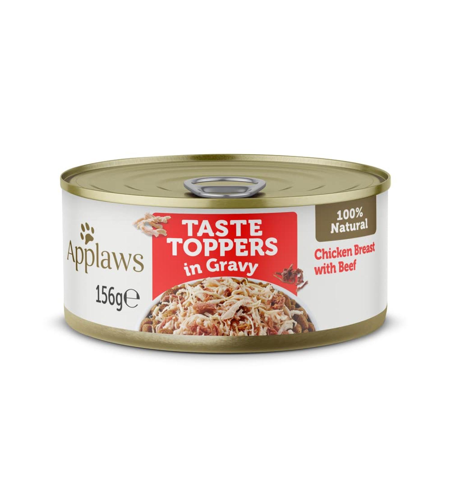 Applaws 100% Natural Wet Dog Food Grain Free Chicken with Beef in Gravy Can 156g (Pack of 12)