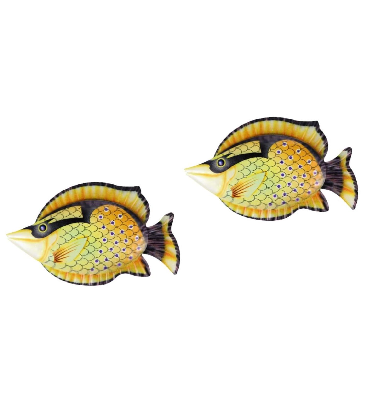 Zerodeko 2pcs Decorative Fish Wall Hanging Ocean Fish Iron Fish Hanging 30X17cmx2pcs Yellowx2pcs - Buy Online on GoSupps.com