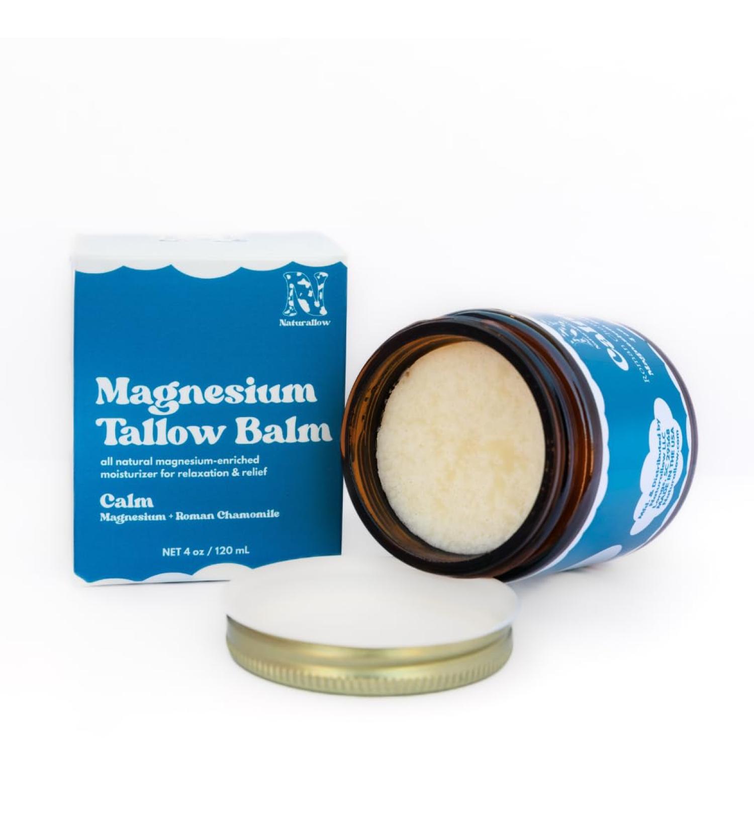 Naturallow Magnesium Balm for Sleep & Muscle Relief | Non-Greasy Topical Magnesium Chloride with Grass-Fed Tallow Roman Chamomile & Jojoba | All-Natural Relaxation & Recovery Balm - Buy Online on GoSupps.com