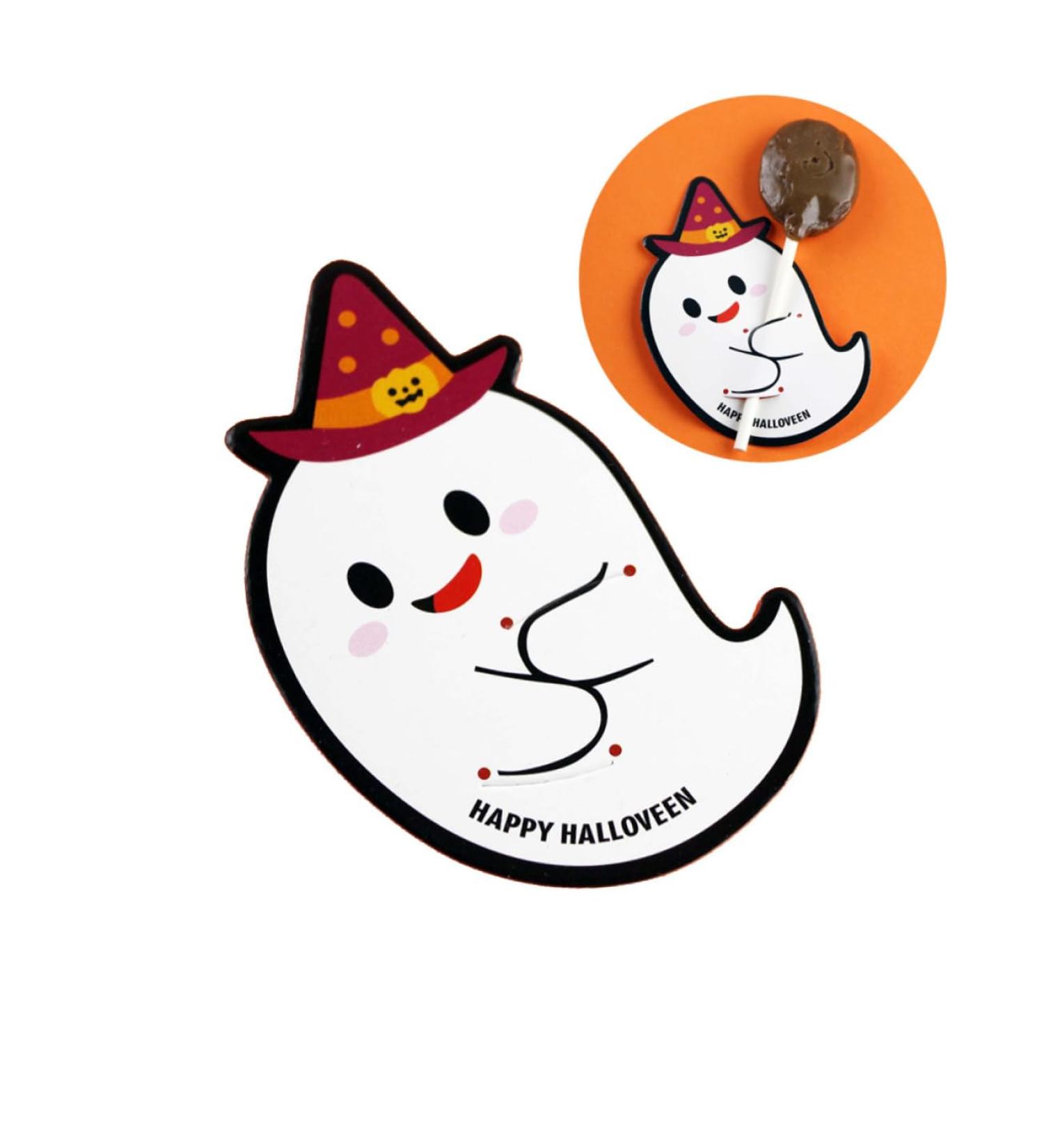 Amosfun Halloween Lollipop Decoration 50pcs Lollipop Pencil Caps Message Card Packaging Decoration Card Halloween Candy Wrapping Card Paper Card Tooth Charms Pumpkin Decorative Card - Buy Online on GoSupps.com