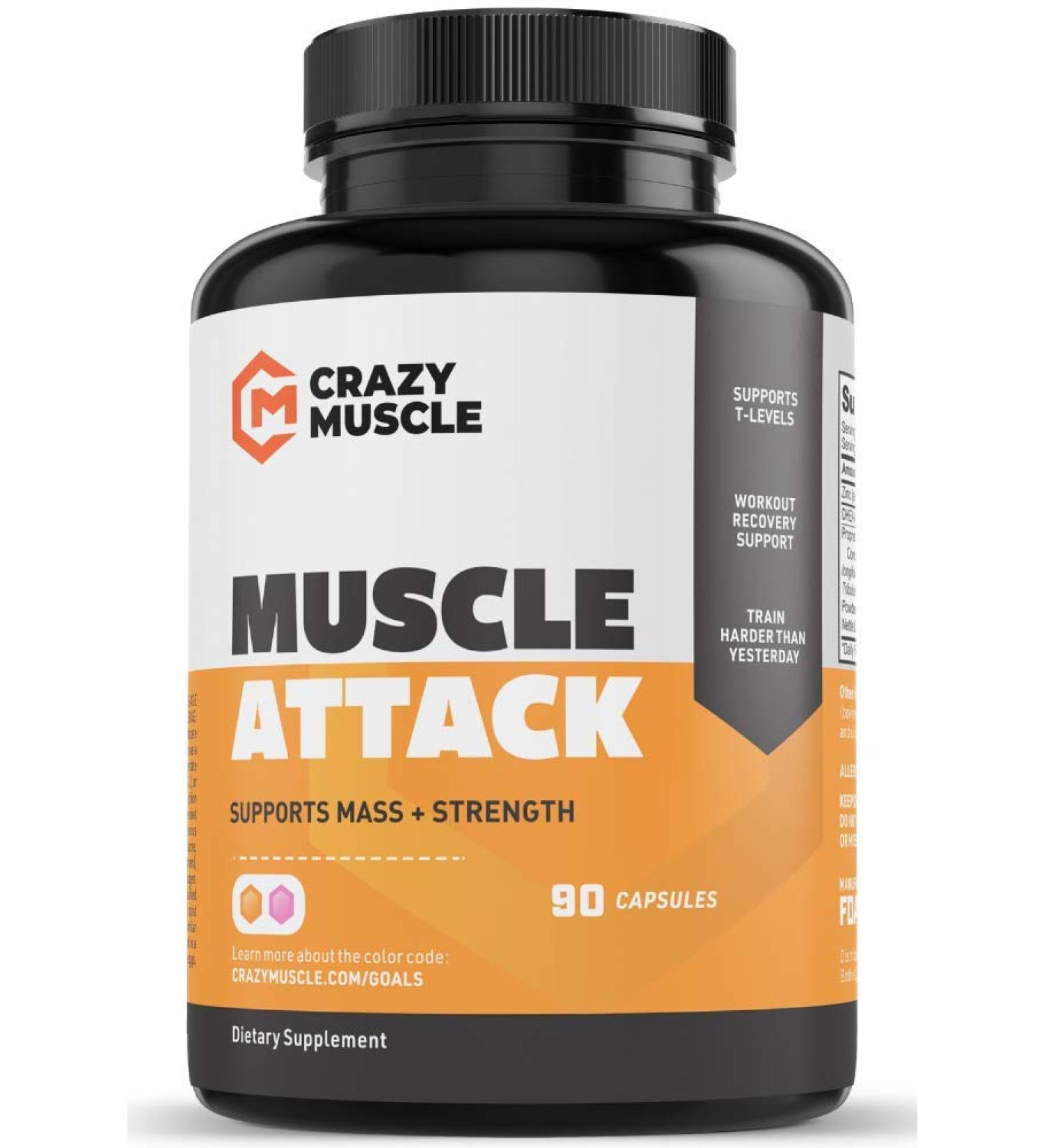 Crazy Muscle Powerful Keto Friendly DHEA Supplement: Muscle Attack is a Booster for Men and Women to Increase & Maintain Test Levels and Prevents Side Effects - Bodybuilding Supplements - 90 Tablets - Buy Online on GoSupps.com