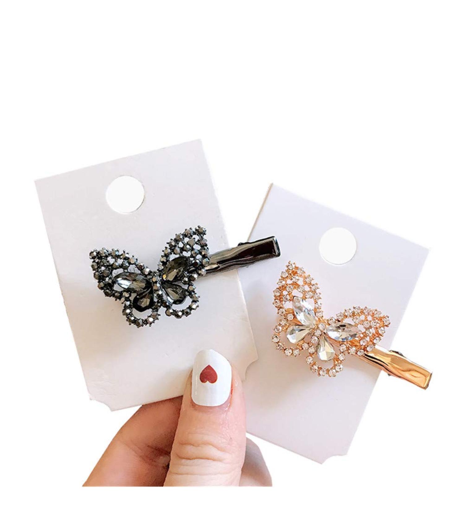 Xiwstar Alligator Hair Bangs Clips - Crystal Rhinestone Butterfly Duckbill Hairpins (2Pcs) - Hair Styling Accessories for Women & Girls - Buy Online on GoSupps.com