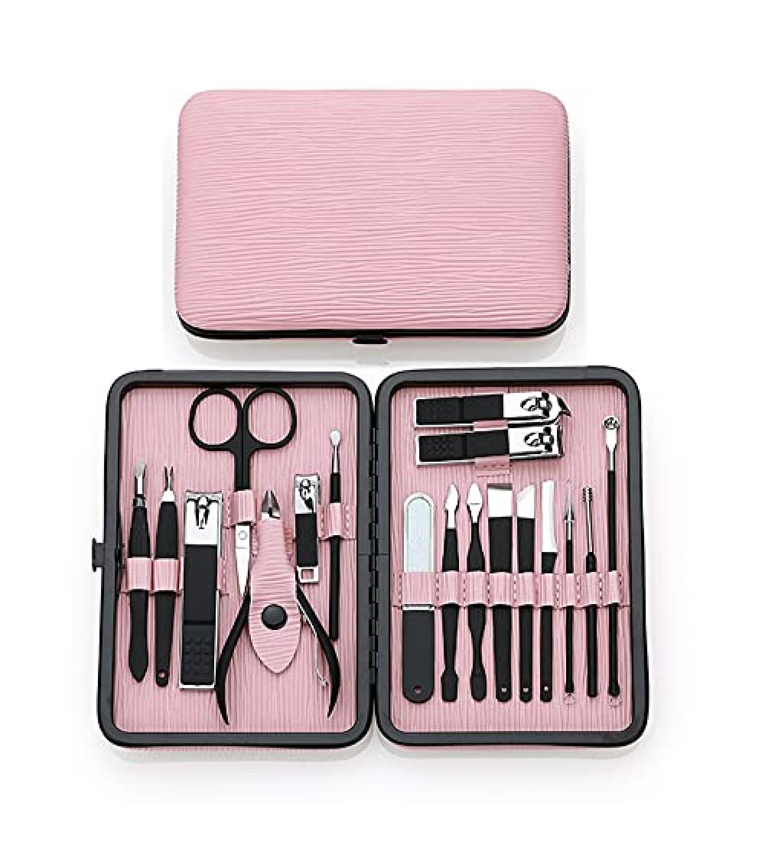 Manicure Set Black nail clipper set elastic paint 18-piece manicure nail tool set stylish and functional Nail Clippers ( Size : 18 pieces of powder black tools ) - Buy Online on GoSupps.com