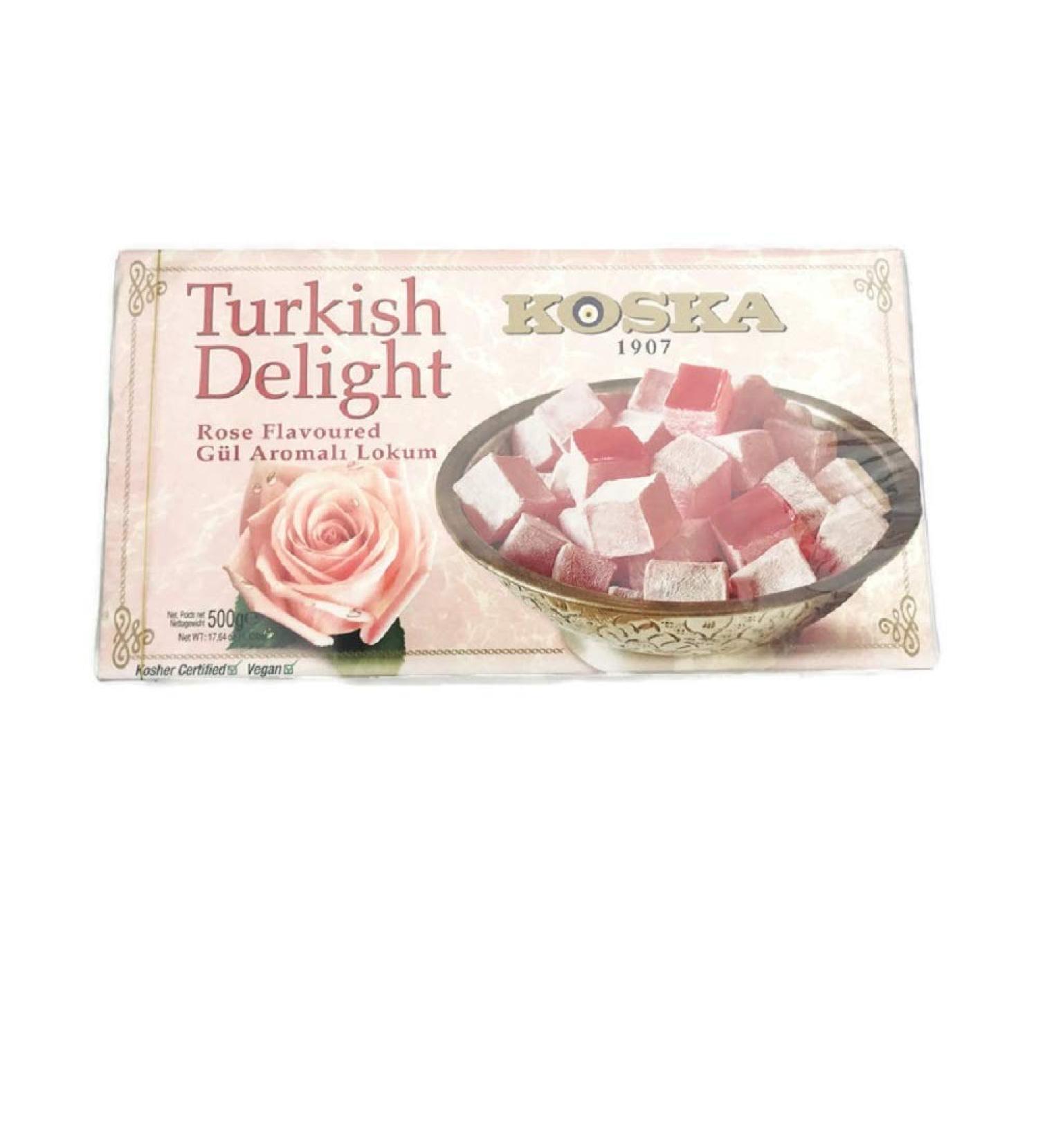Rose Flavoured Turkish Delight 500g (17.64 oz) - Authentic Lokum Delivered - Buy Online on GoSupps.com