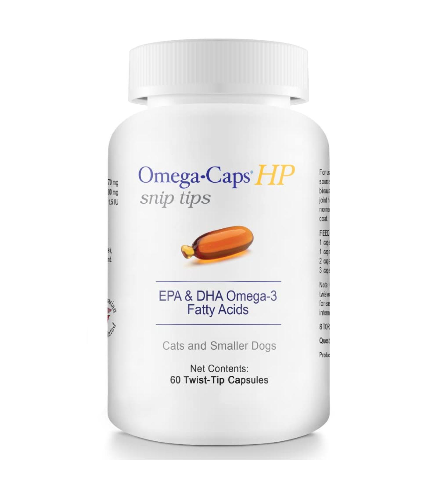 Omega-Caps HP Snip Tips for Cats & Small Dogs - 60 Capsules | Omega 3 EPA DHA Vitamins Antioxidants | Immune System, Joints, Heart & Brain Support - Buy Online on GoSupps.com