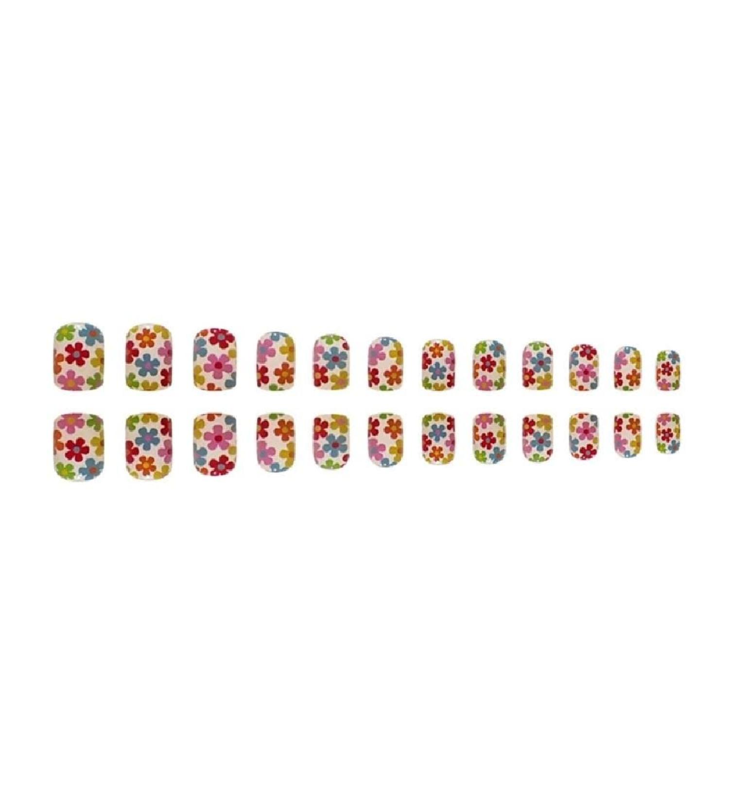 24Pcs/Box Fake Nails Press on Short Reusable with Designs Set French Artificial Wearable Fake Nail Stick-on Nails Tips Press on Nails for Wide Nail beds Long Length Cute Designs Summer - Buy Online on GoSupps.com