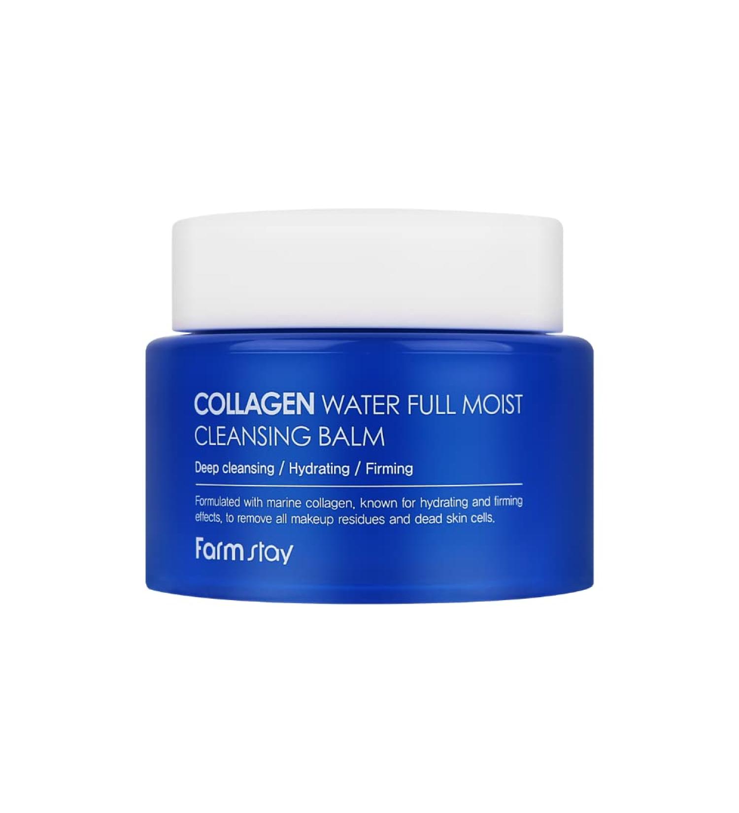 FARMSTAY Collagen Water Cleansing Balm 95ml | Hydrating Korean Skin Care Makeup Remover | Balm to Oil for Double Cleanse & Firming - Buy Online on GoSupps.com