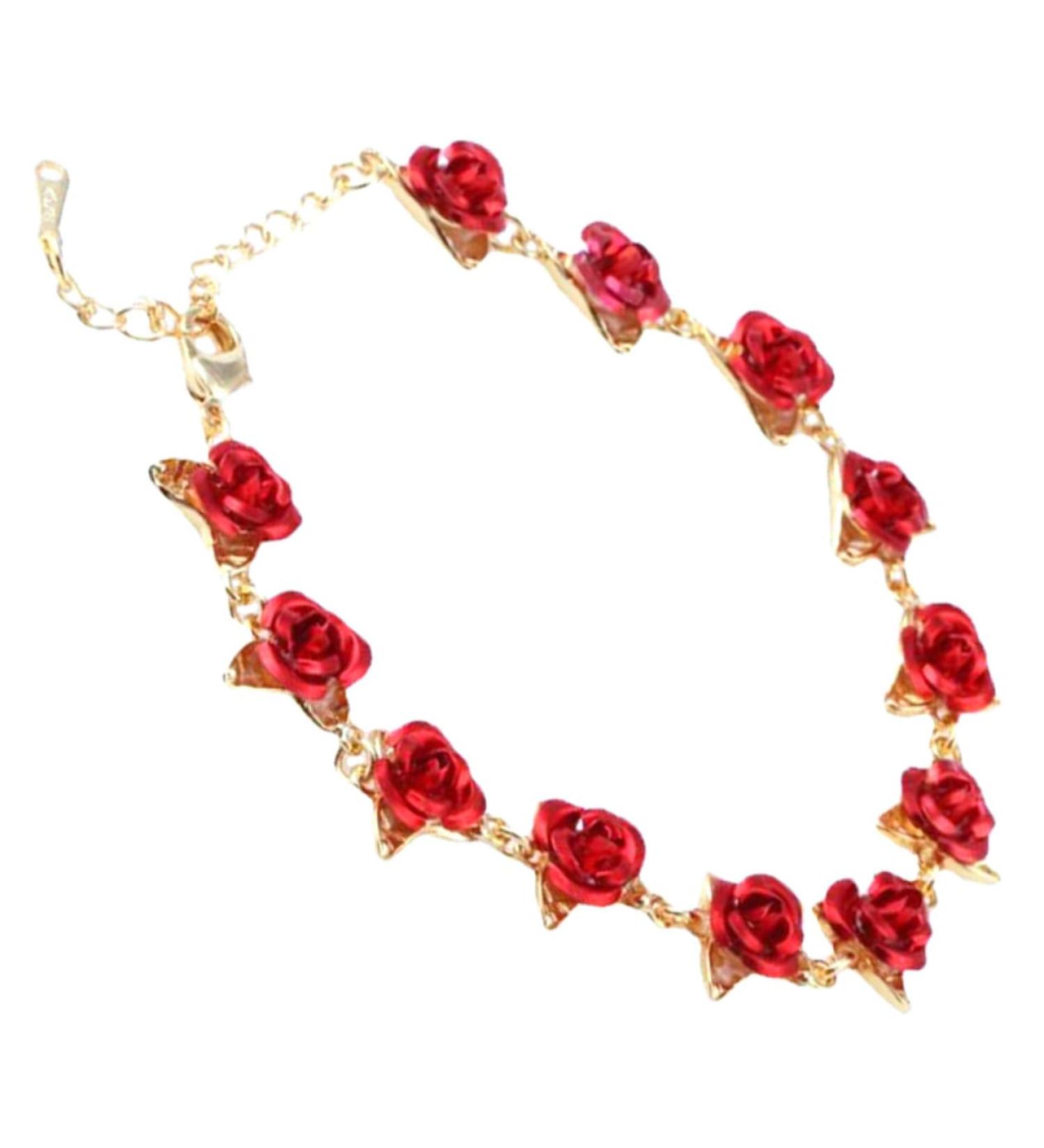 CHILDWEET Rose Bracelet Wristbands Bracelets Red Decor Rose Decor Women Jewelry Accessories Miss Alloy Fashion - Buy Online on GoSupps.com