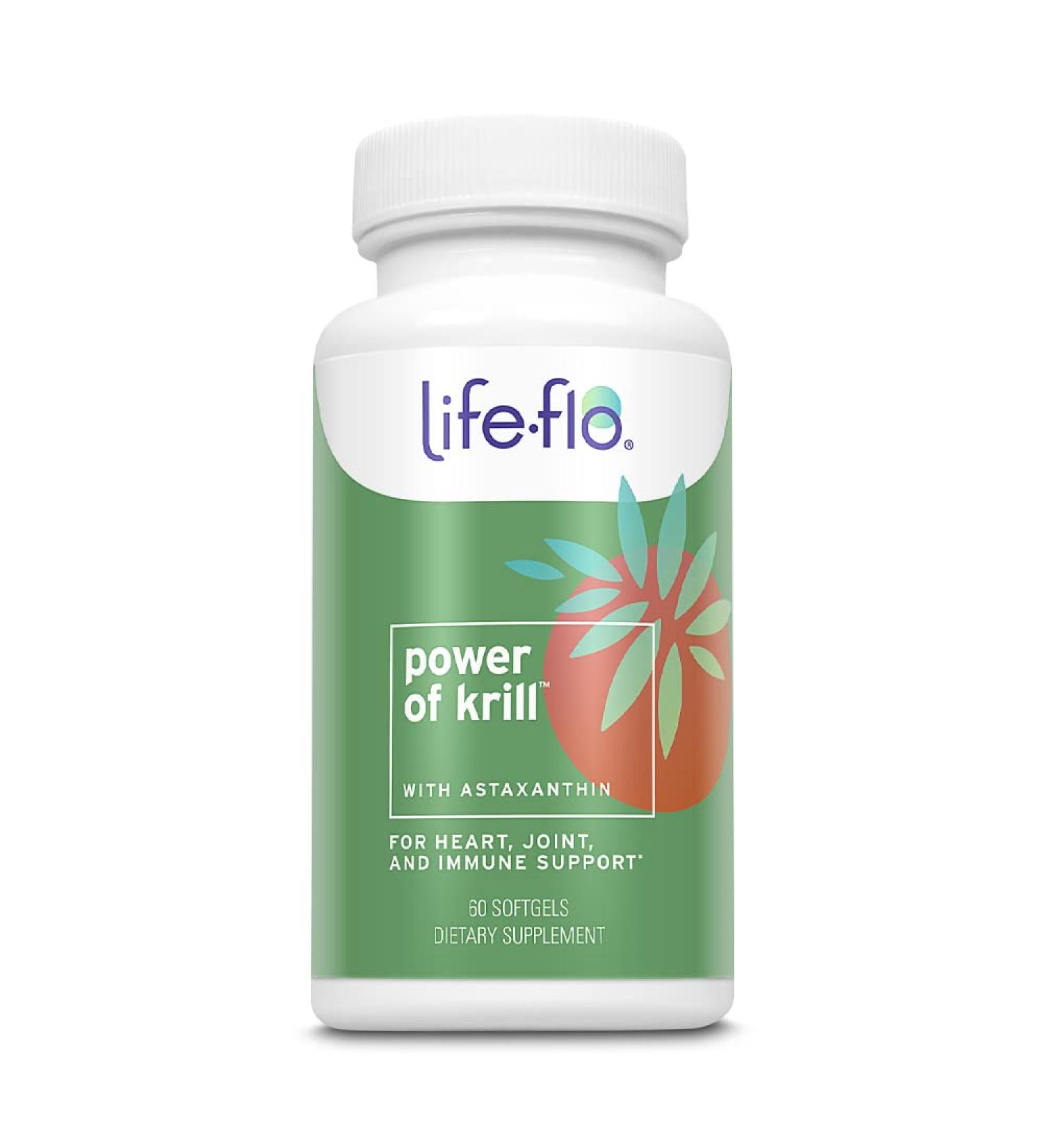LIFE-FLO Power of Krill | Antarctic Krill Oil w/Omega-3s & Astaxanthin | Immune Heart & Joint Formula | 60ct 30 Serv.