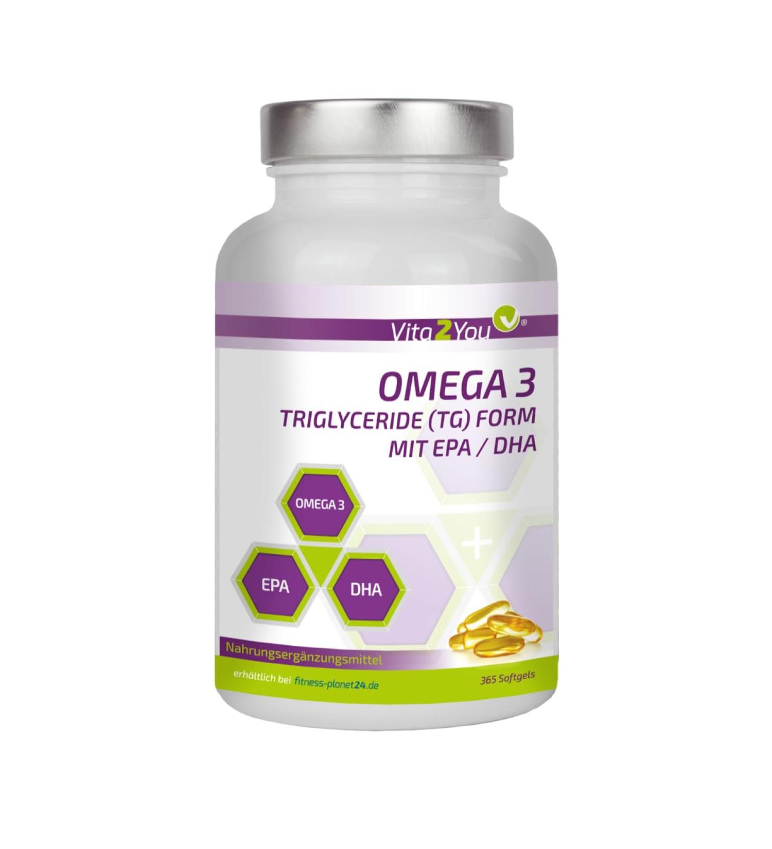  Vita2You Vita2You Omega 3 Capsules 1000mg - Triglyceride Form - With EPA & DHA - 365 Soft Gel Capsules - Fish Oil - Annual Packaging - Premium Quality - Buy Online on GoSupps.com
