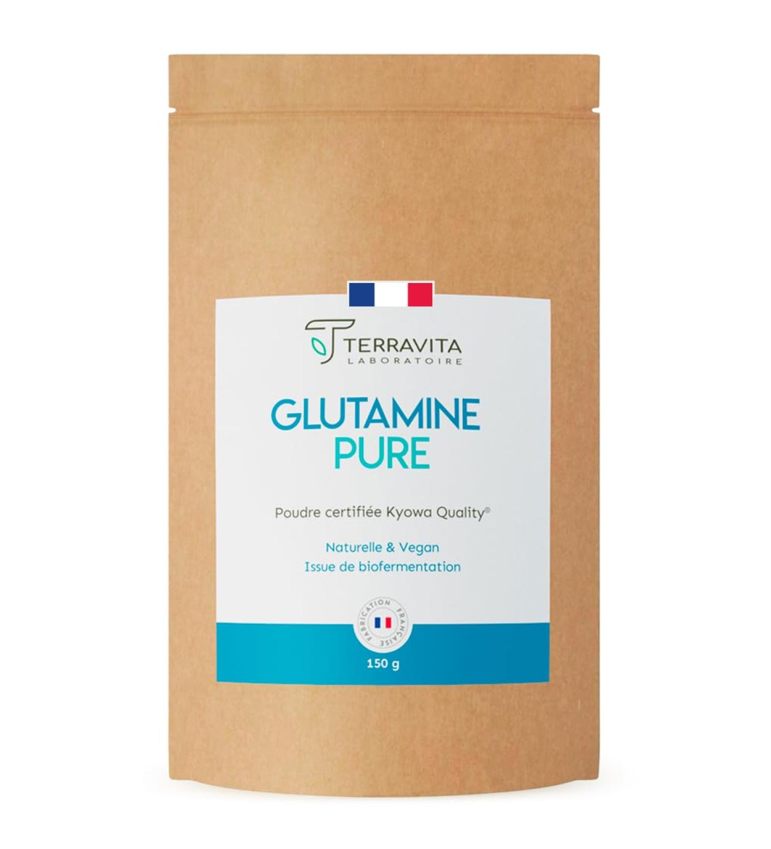 Kyowa Bio-Fermented L-Glutamine | 100% Pure Powder in Neutral Flavor | 150g | Muscle Recovery and Intestinal Health | 30 Servings | Vegan Amino Acid and No Excipients | Made in France Terravita - Buy Online on GoSupps.com