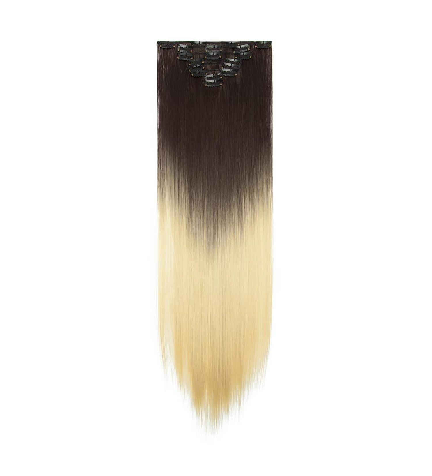 S-noilite Clip-In Hair Extensions 66cm | 8-Part Set 18 Clips - Dark Brown to Ash Blonde for Realistic Volume - Buy Online on GoSupps.com