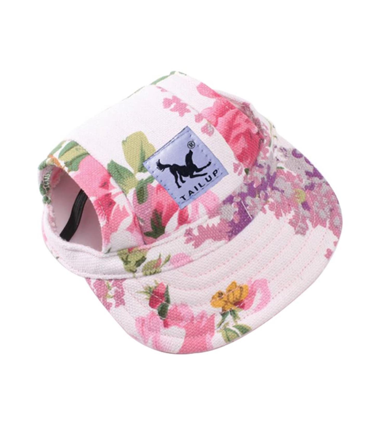 Bbeart Pet Hat for Small Dogs - Leisure Visor Baseball Sun Cap with Ear Holes & Chin Straps (M Flower) - International Shipping Available - Buy Online on GoSupps.com