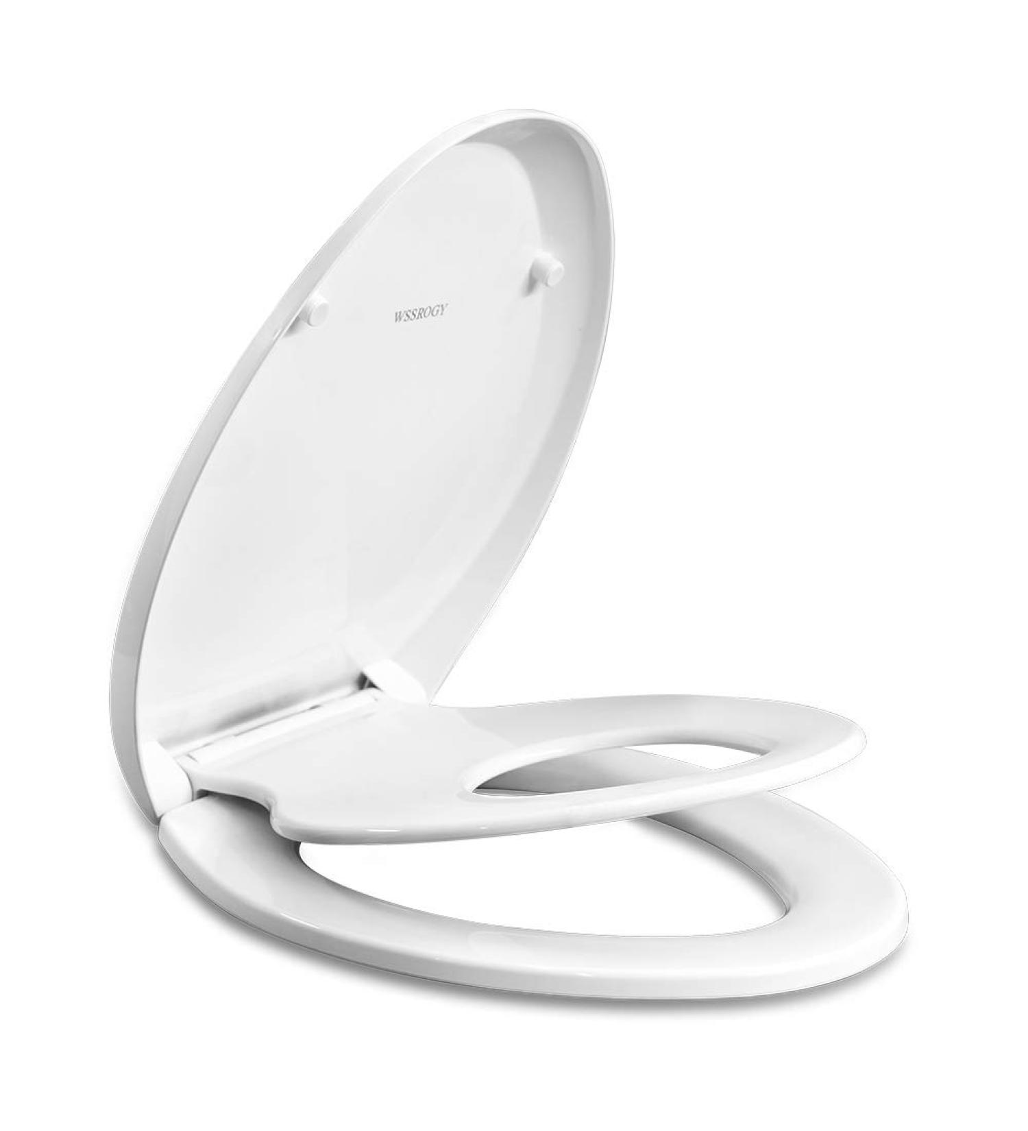 WSSROGY Elongated Toilet Seat with Built-In Potty Training Seat - Magnetic Kids Seat and Slow Close Cover - Fits Adult and Child - White Plastic - Buy Online on GoSupps.com