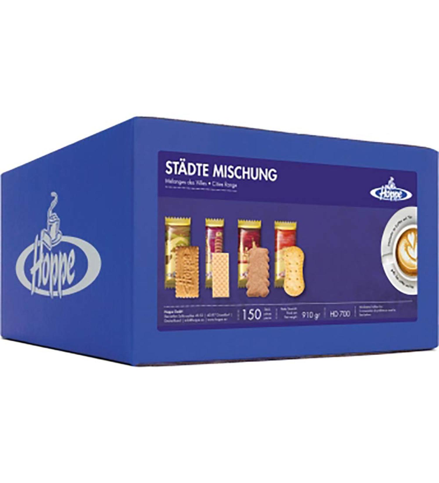Hoppe Cities Mix - 150 Individually Wrapped Biscuits & Cookies 4 Types of Pastries 910g - International Shipping Available - Buy Online on GoSupps.com
