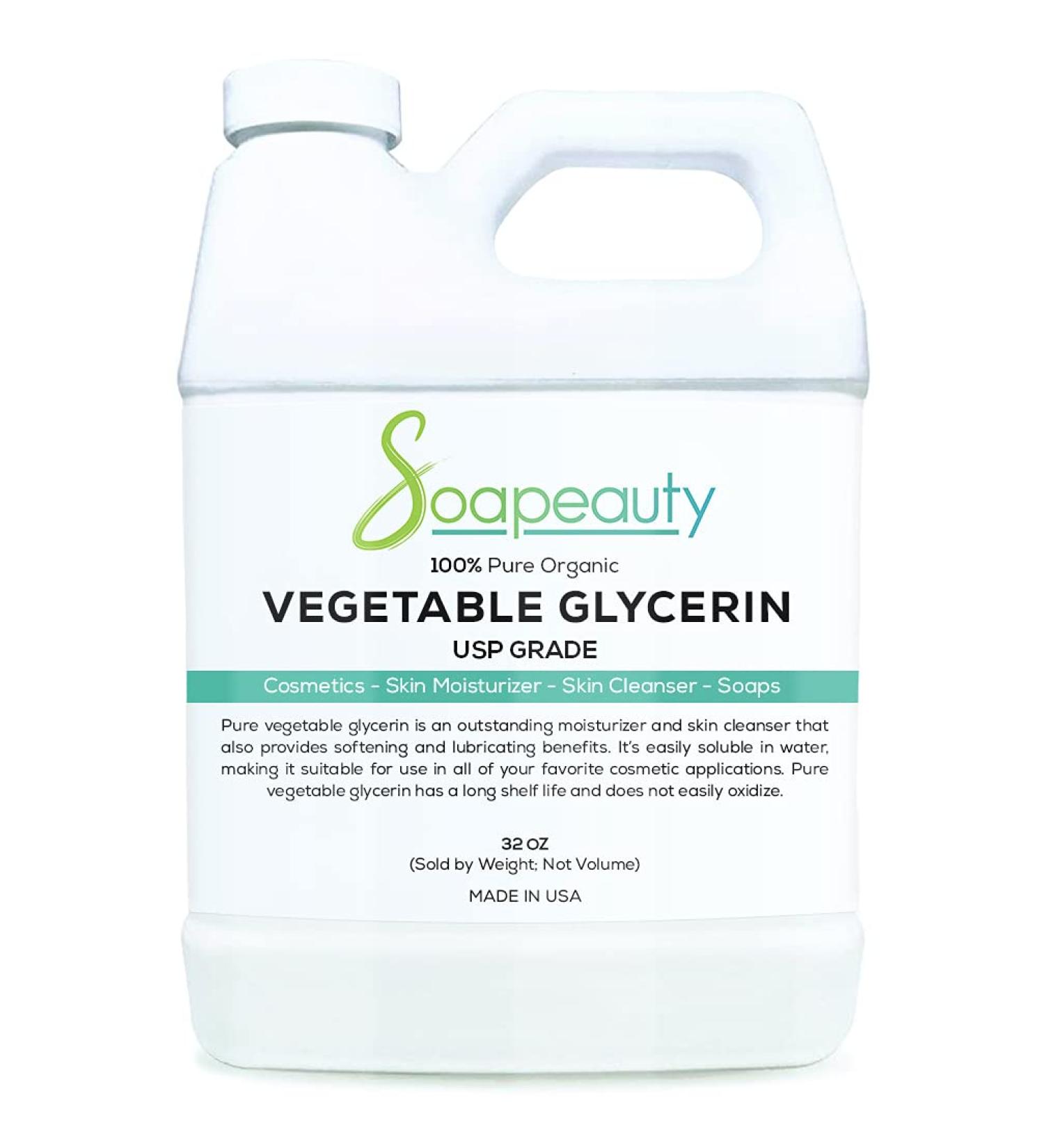 Organic USP Grade Vegetable Glycerin | Non-GMO Natural | for Cosmetic, Skin, Hair Care, Soap Making | 32 oz - Soapeauty - Buy Online on GoSupps.com
