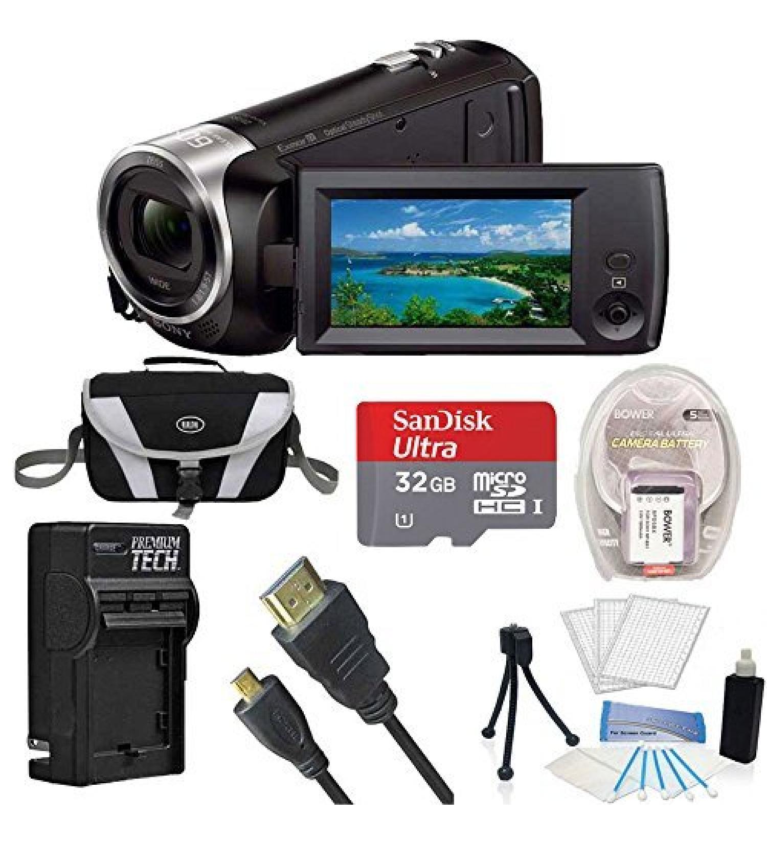 Sony Handycam CX405 Flash Memory Full HD Camcorder Bundle with 32GB Memory Card, Camera Bag, HDMI Cable, and Accessories (8 Items)