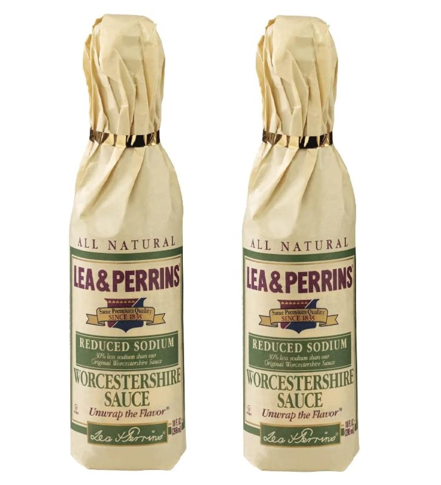 Edge Collections Lea & Perrins Reduced Sodium Worcestershire Sauce Set - 2-Pack, 10 oz Bottles - Gluten Free, Low Sodium, 5 Calories/Serving - Buy Online on GoSupps.com