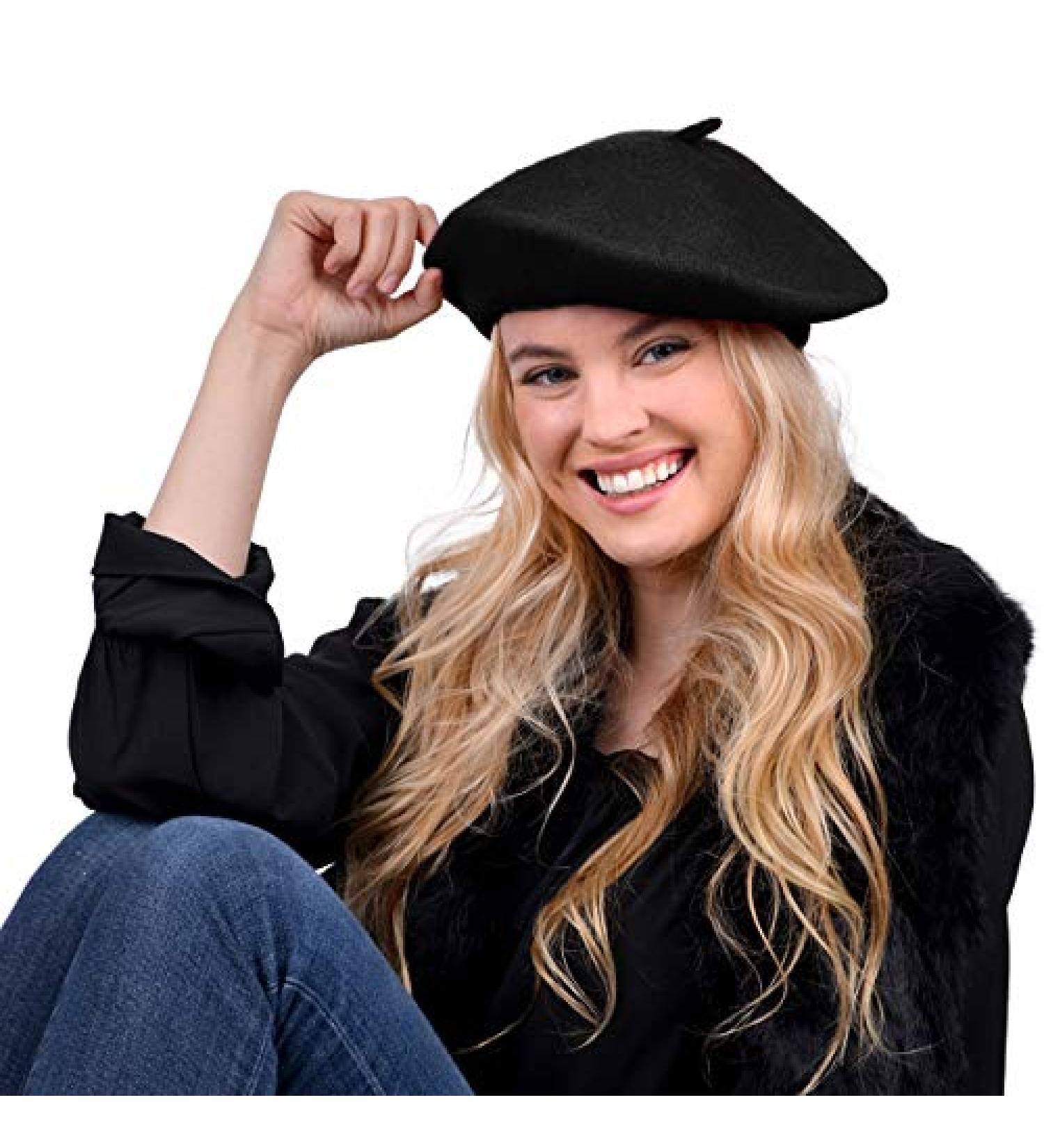 Parquet Solid Color French Beret Hat - Classic Chic Lightweight Cap for Women, One Size, Black - Buy Online on GoSupps.com