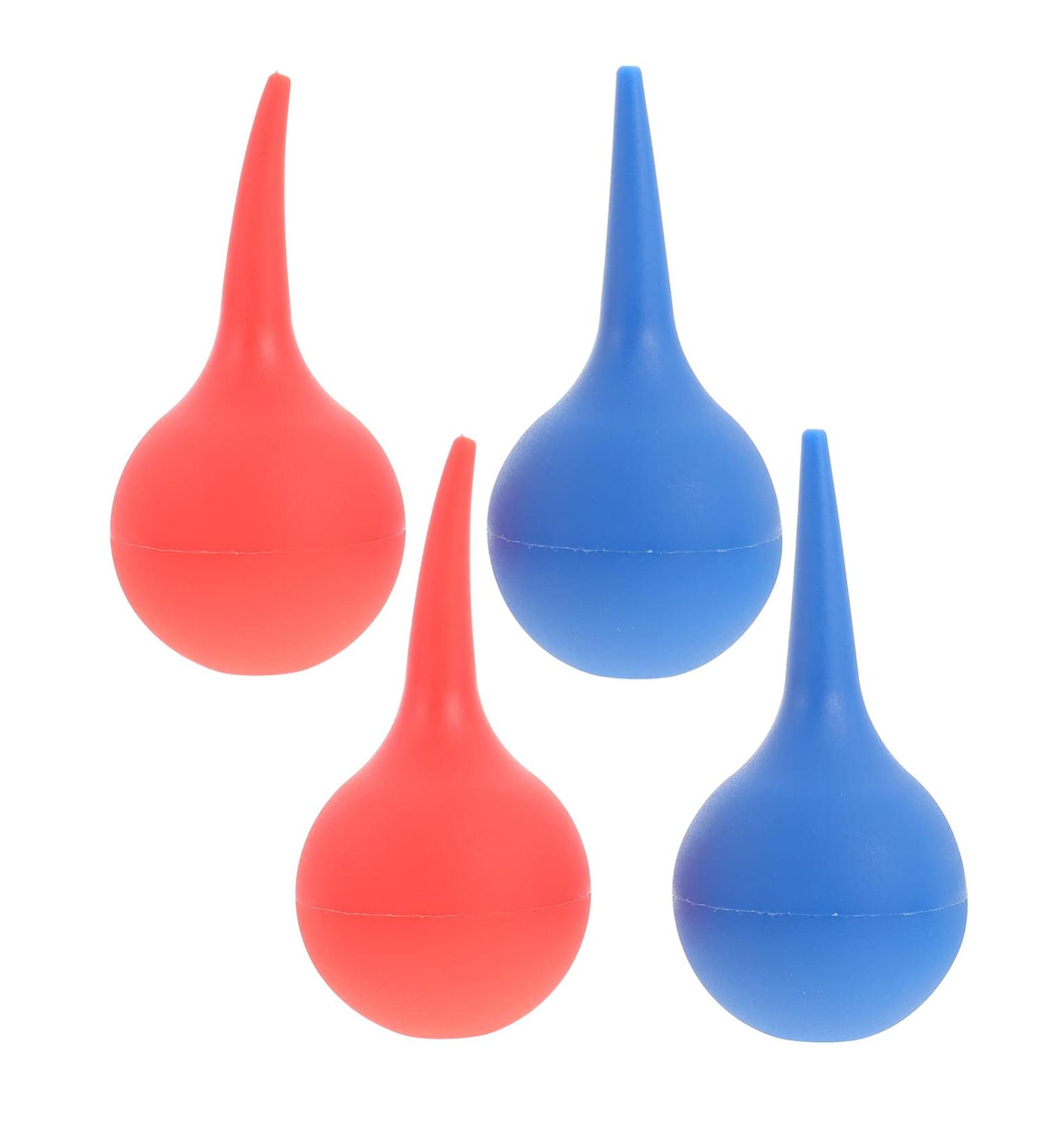 4Pcs Ear Syringe Bulb Set - Ear Wax Removal Suction Tool for Adults - 75ml Red Blue Colors - Buy Online on GoSupps.com