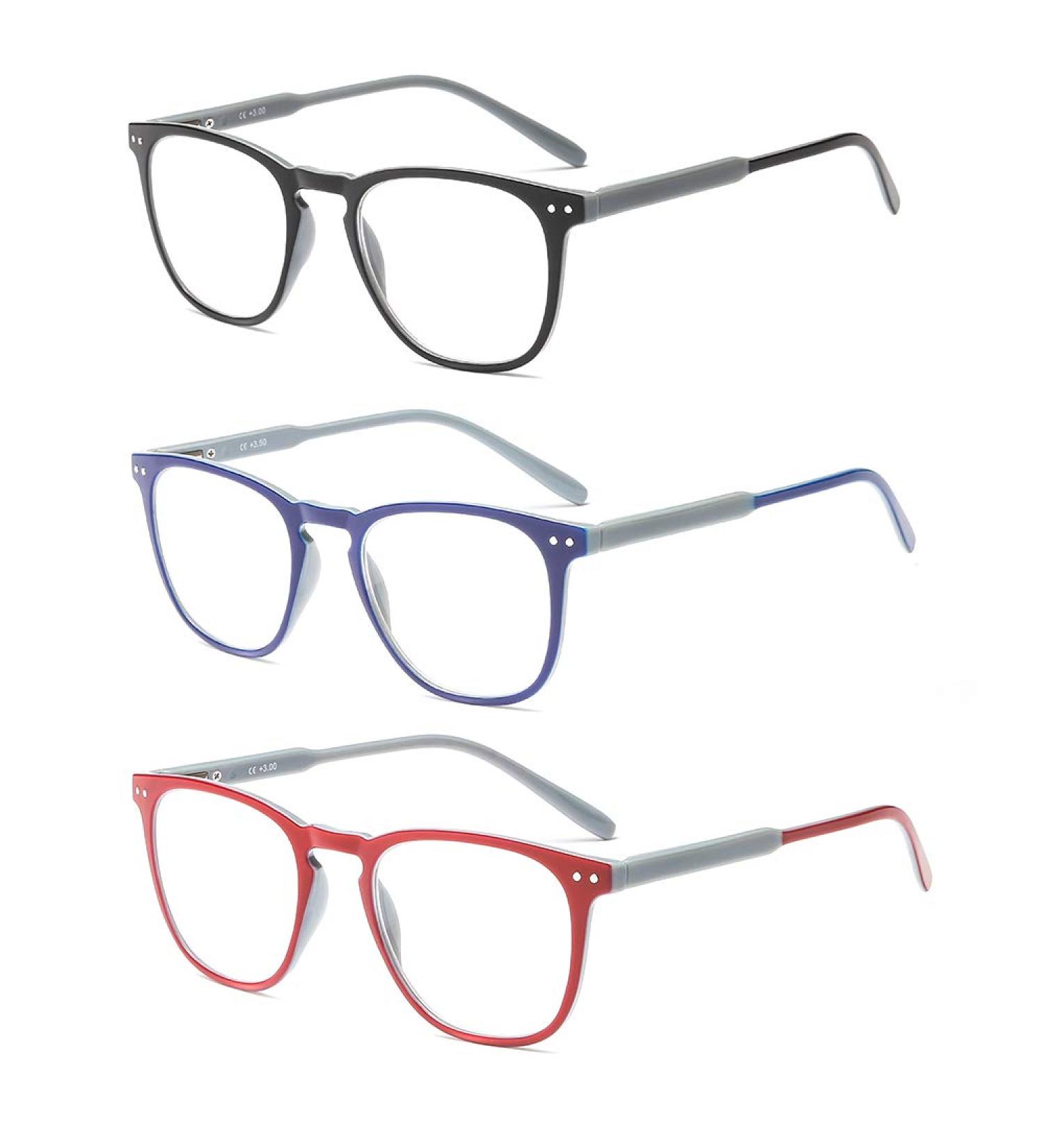 Suertree 3 Pack Reading Glasses for Men & Women - Stylish 1.5X Computer Aid - Colorful Fashion Readers - Buy Online on GoSupps.com
