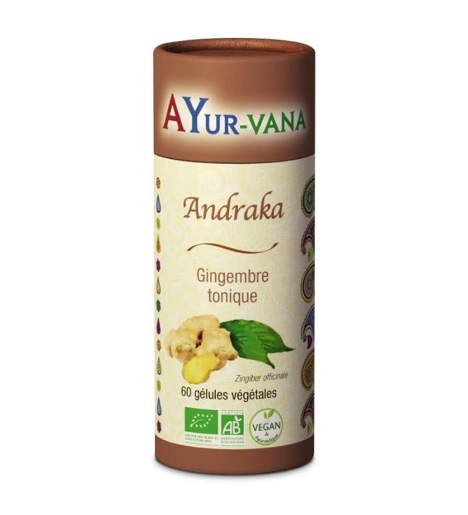 Gingembre indien bio (Andraka) AYur-vana - 60 g lules - Stimulant
