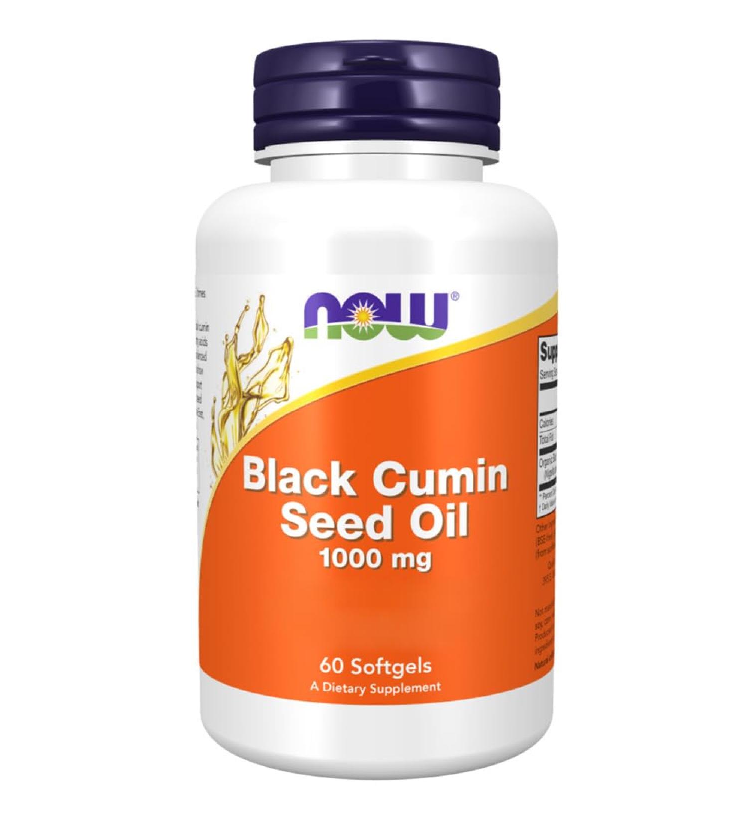 Now Foods Black Cumin Seed Oil 1000 mg - High Dose 60 Soft Capsules Gluten-Free & Non-GMO - Laboratory Tested - Buy Online on GoSupps.com