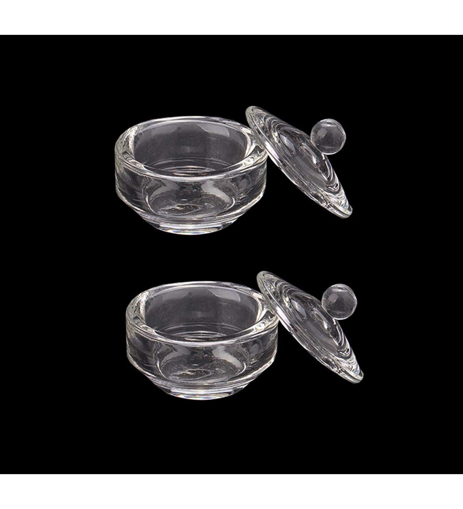 JIHUOO 2-Piece Clear Dappen Glass Nail Art Cup Set - Ideal Liquid & Powder Container with Lid - Buy Online on GoSupps.com