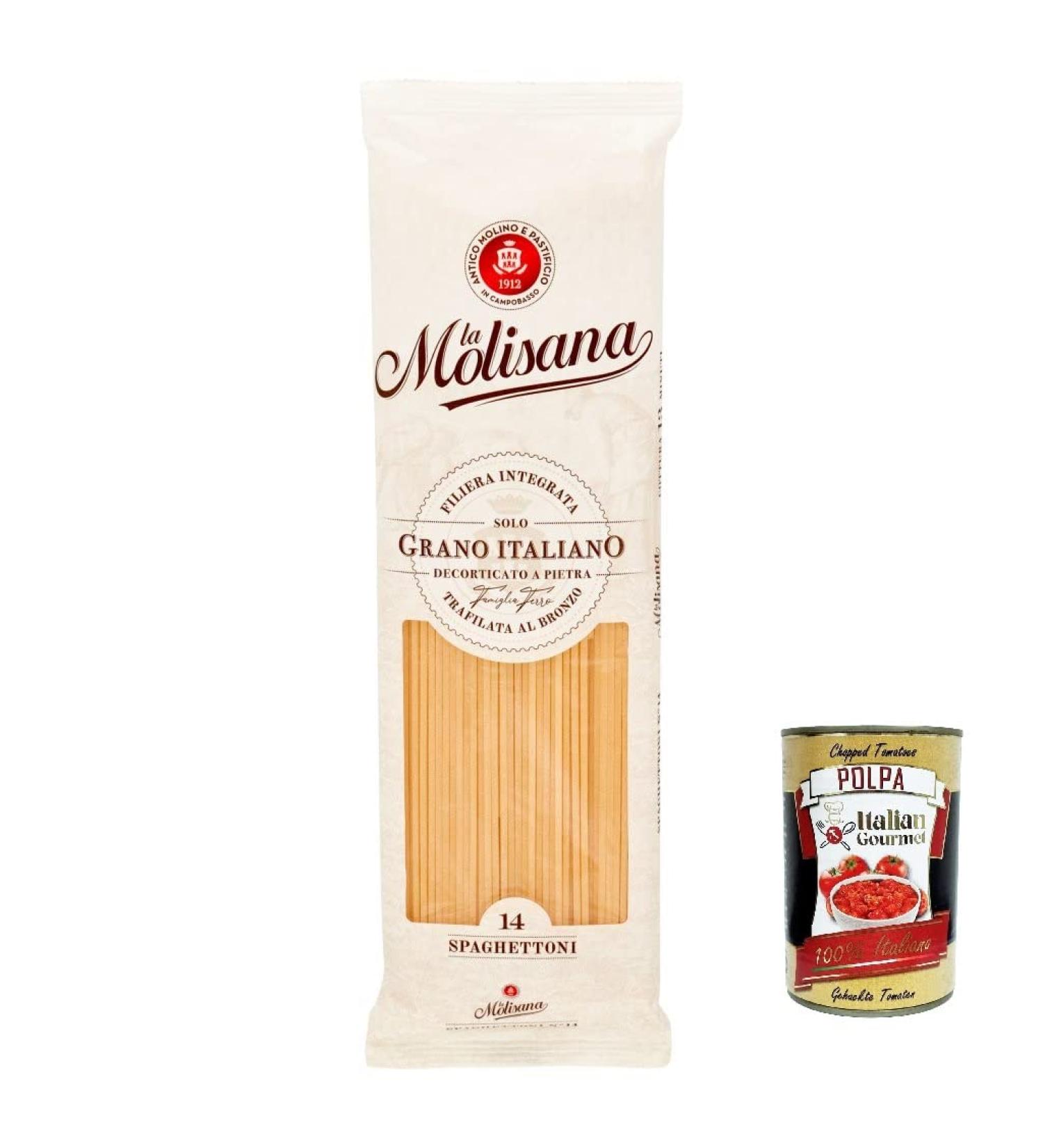  Italian Gourmet E.R. La Molisana Spaghettoni No. 314 Slow-Processed Pasta Hard Wheat Semolina Bronze Pasta 500 g + Gourmet Italian Pulp 400 g Pack of 20 - Buy Online on GoSupps.com