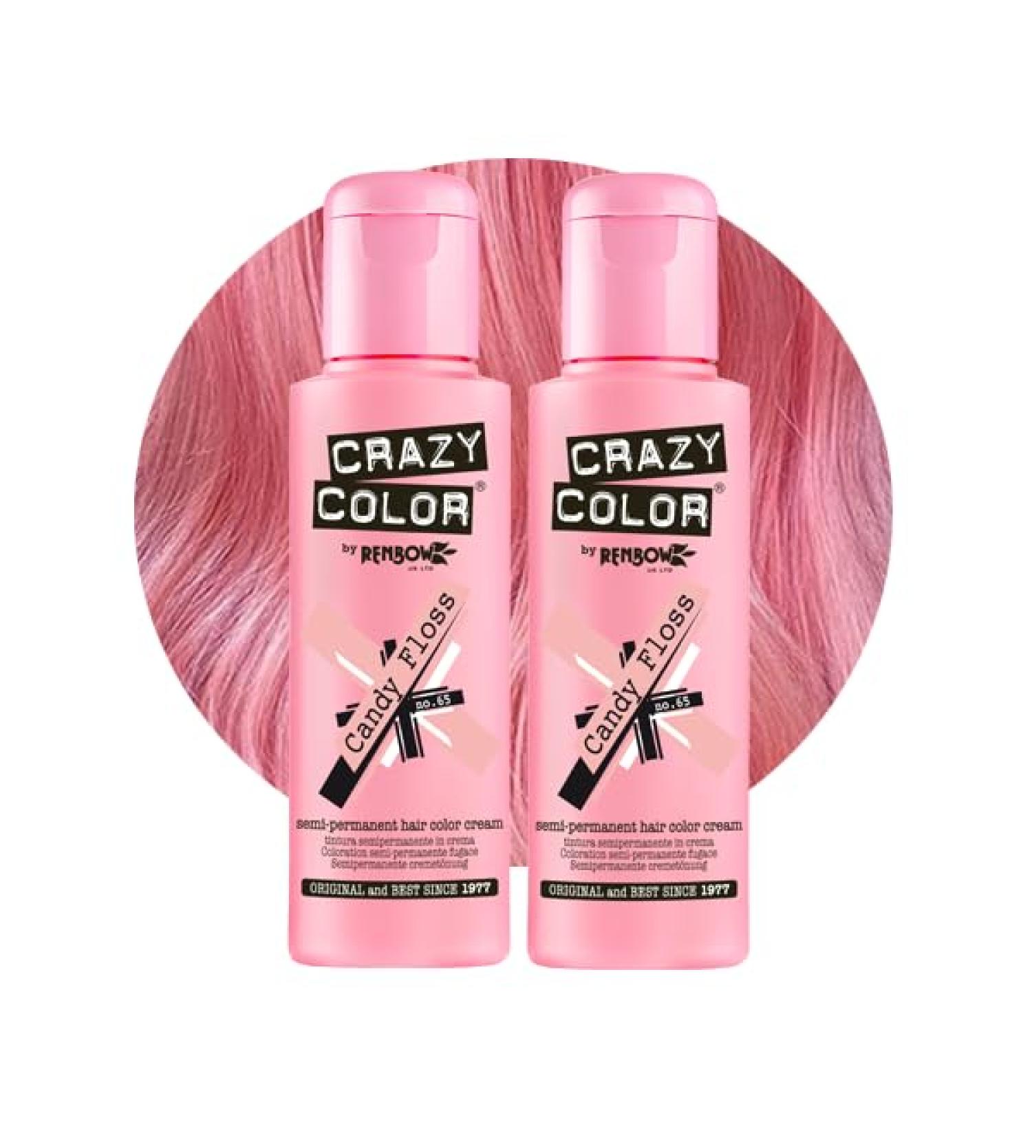 Crazy Color Vibrant Candy Floss Semi-Permanent Duo Hair Dye - Pastel Pink Vegan Formula | 200ml - Buy Online on GoSupps.com