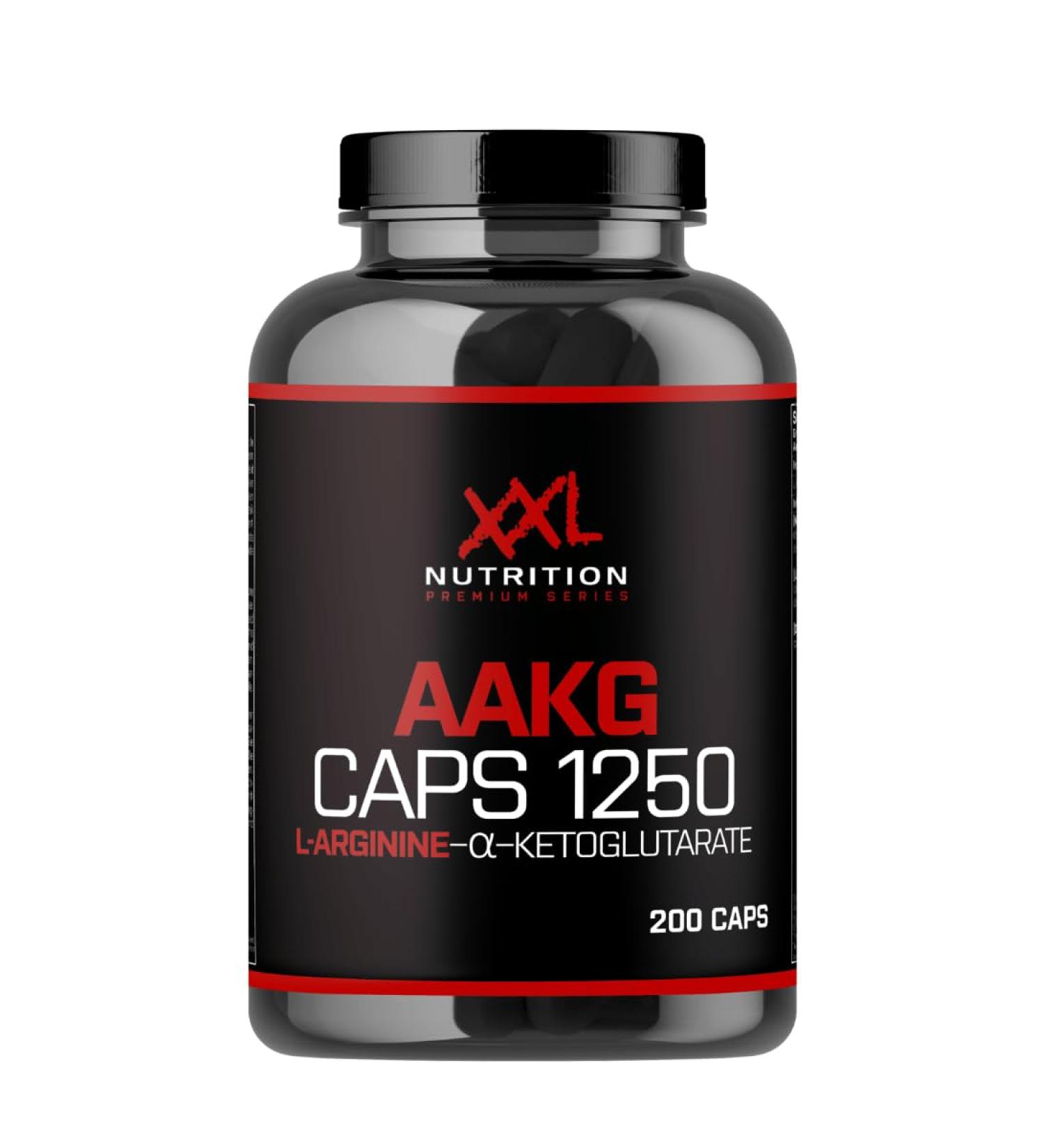 XXL Nutrition - AAKG Caps - L-Arginine Alpha Keto Glutarate - Pump Booster - 1250mg - 200 Capsules