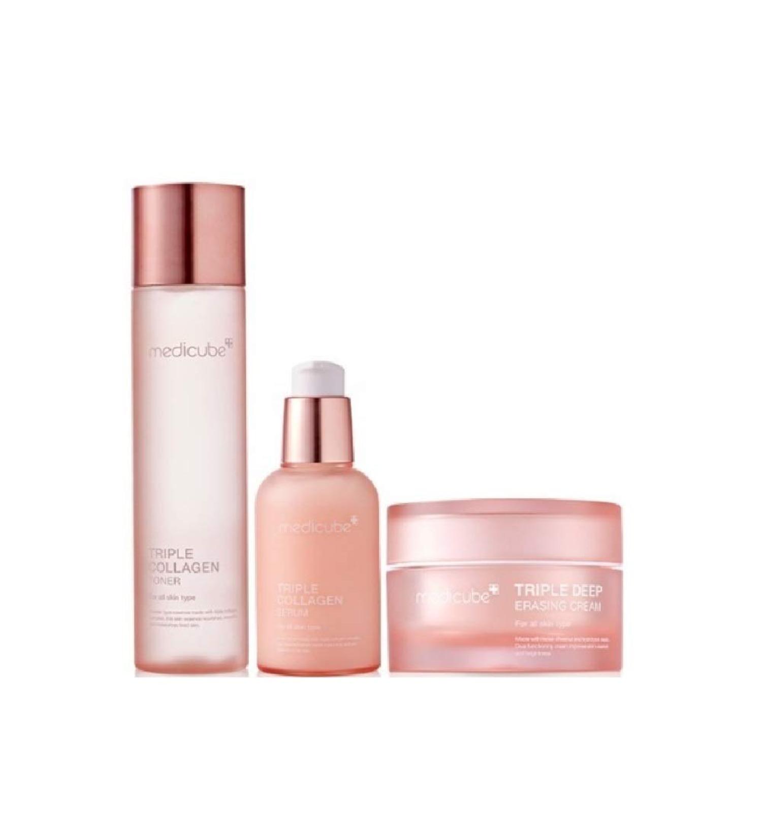 Medicube Triple Collagen Skincare Set - Toner, Serum, Cream - Buy Online on GoSupps.com
