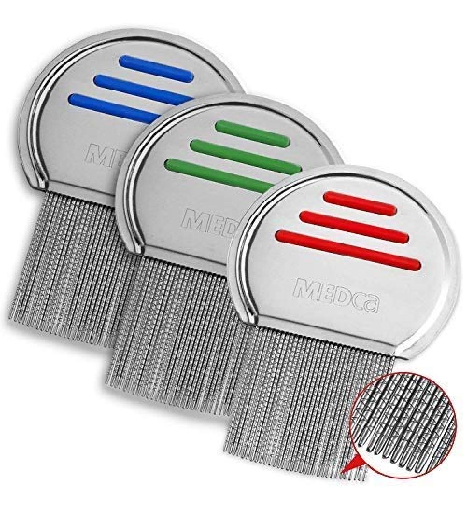 Lice Comb (Pack of 3) - Professional Stainless Steel Treatment for Head Lice with Rounded Tips - Individually Packaged for Comfort and Ease of Use - Buy Online on GoSupps.com