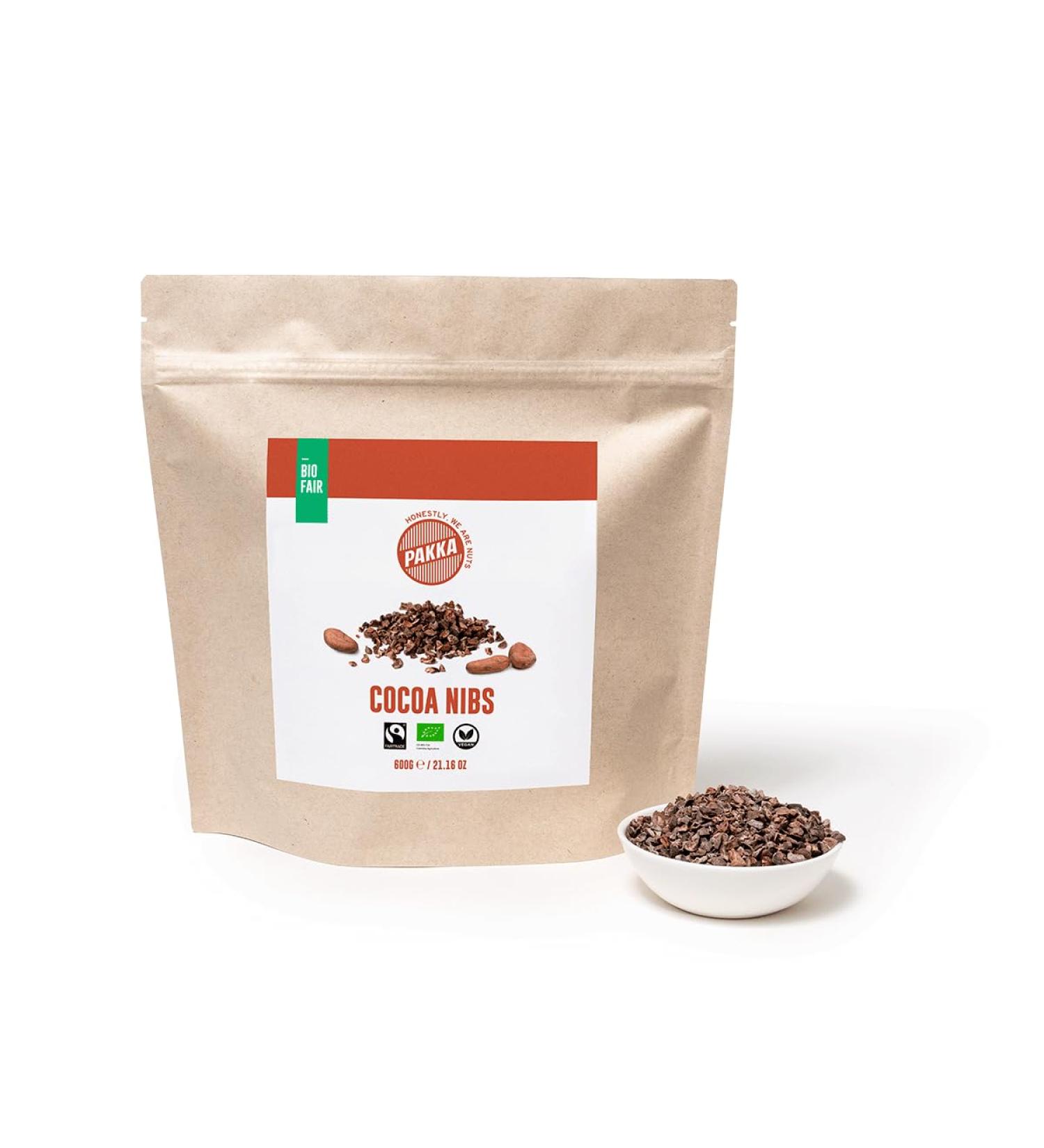 Pakka Bio Fairtrade Cocoa Nibs 600g - Eco-Friendly Vegan Cacao from Colombia - 100% Natural & Ethical - Buy Online on GoSupps.com