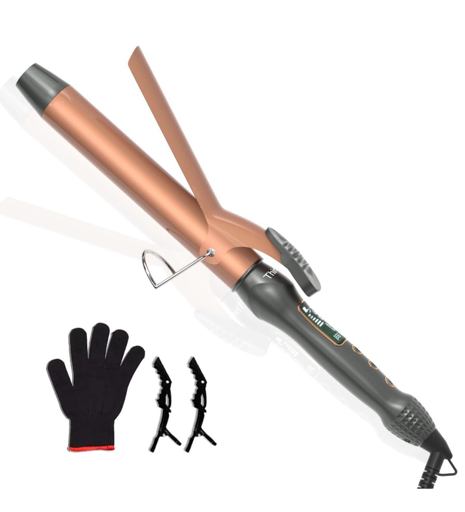 Thirtek 1 1/4 Inch Curling Iron Dual Voltage LCD Display Professional Ceramic Tourmaline Hair Curler for All Hair Types Instant Silky Curls Copper Brown - Buy Online on GoSupps.com