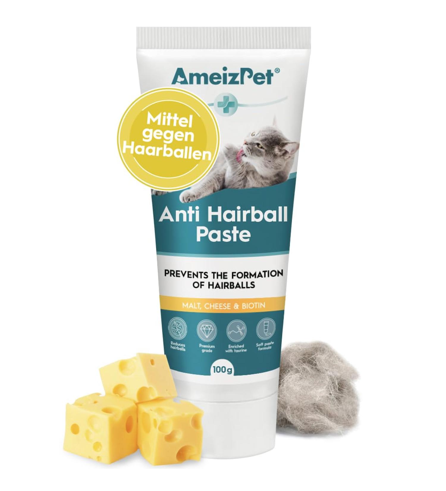 AMIEZPET Cat Malt Paste - Antihairball Solution with Malt Extract Taurine & Cheese - 100g (3.52 oz) for Healthy Cats - International Shipping Available - Buy Online on GoSupps.com