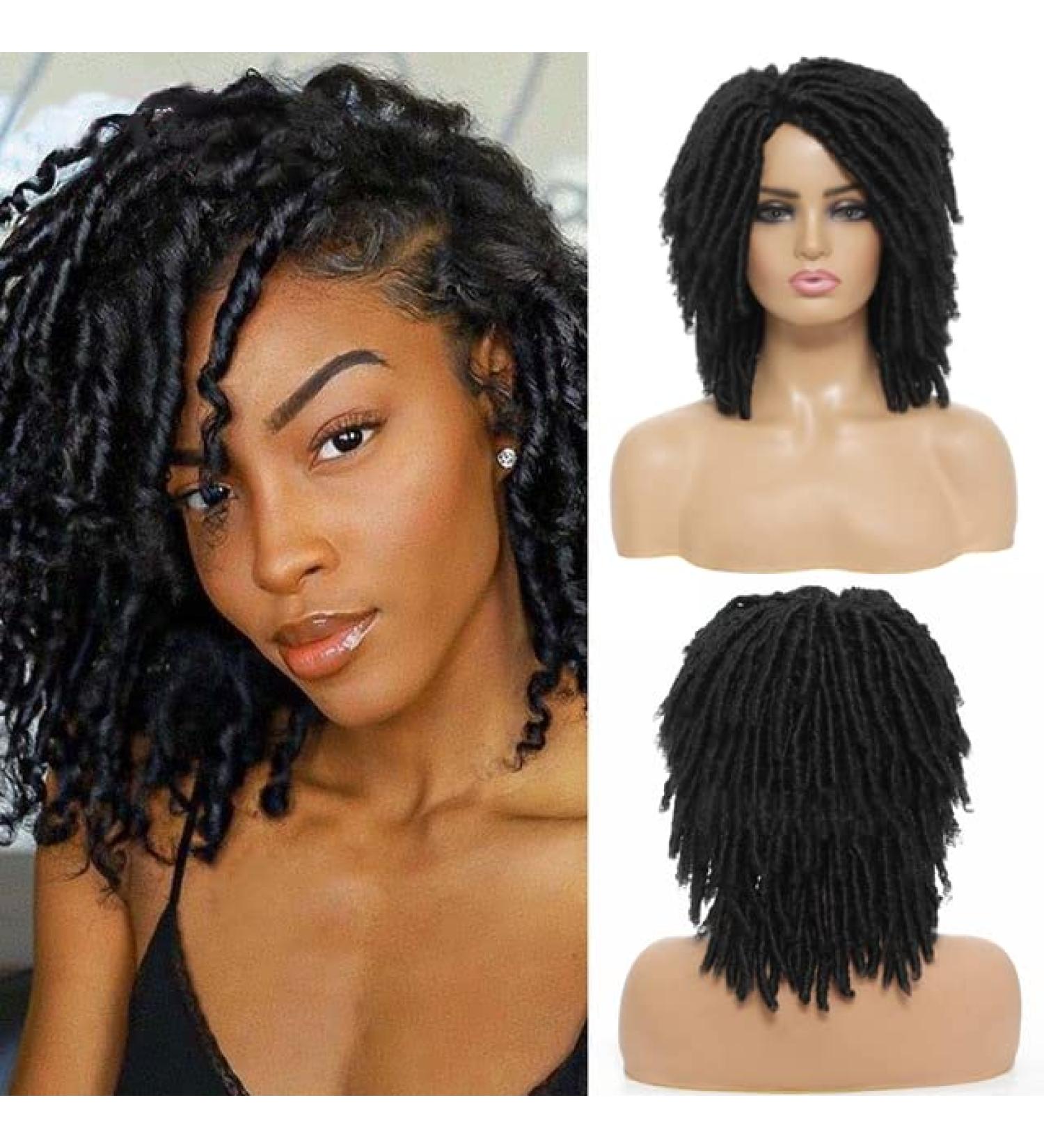 Dreadlock Synthetic Braiding Short Wig | Crochet Twist Braids Afro Curly Wig for Black Women | 6 inch 1B Color - Buy Online on GoSupps.com