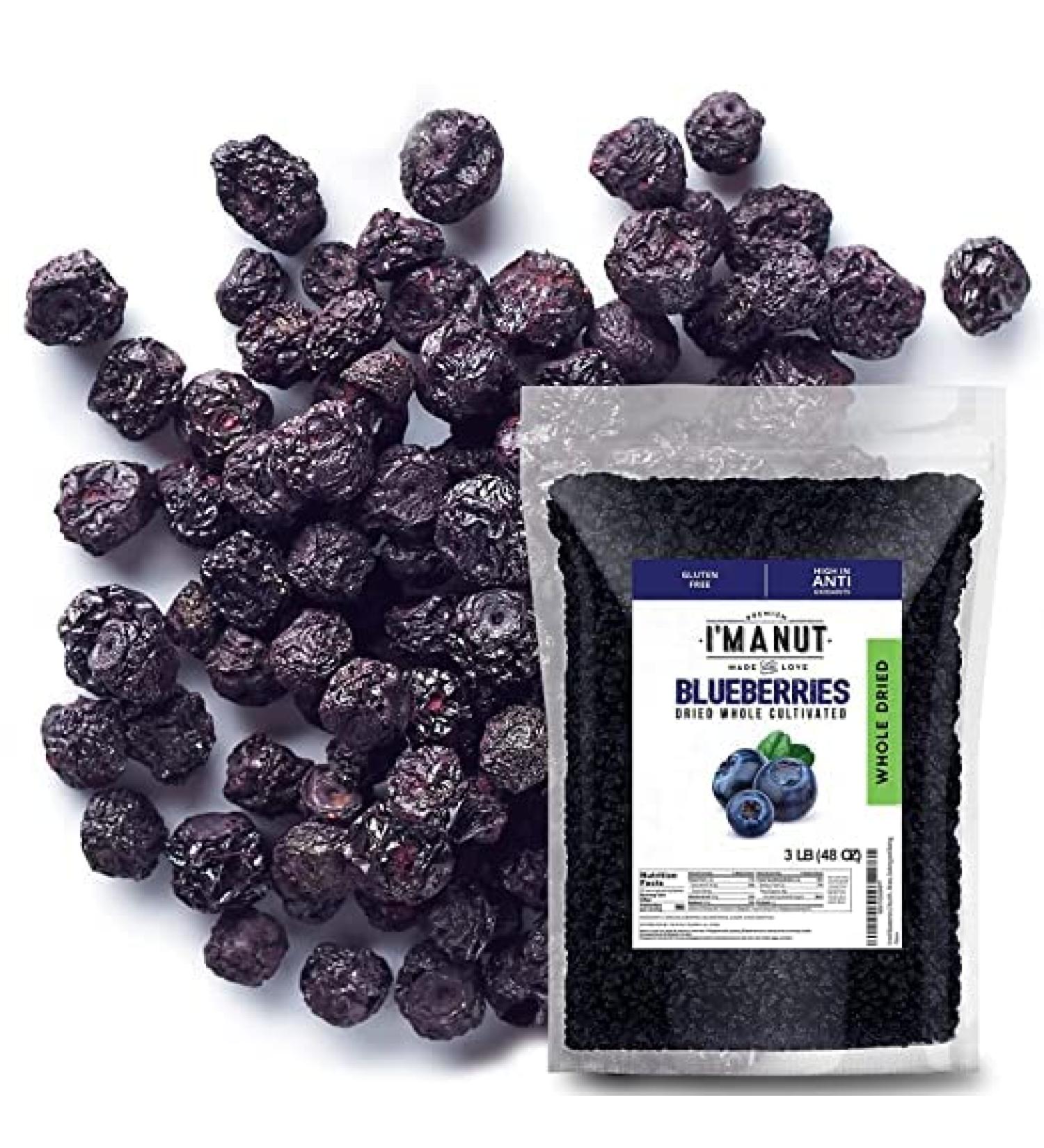 Dried Blueberries 1 lb | Whole & Cultivated | Resealable Bag | Perfect for Salads Cooking & Baking - Shop Internationally - Buy Online on GoSupps.com
