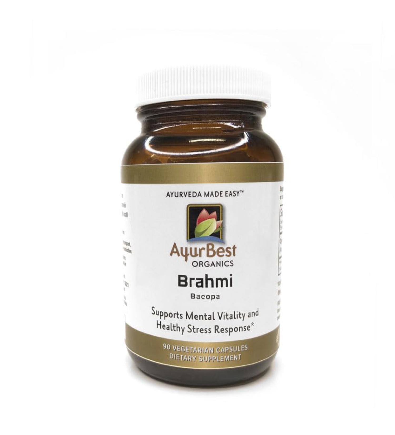 AyurBest Brahmi Bacopa Herbal Supplements 400mg Capsules USDA Organic Kosher - 90 Count - Buy Online on GoSupps.com