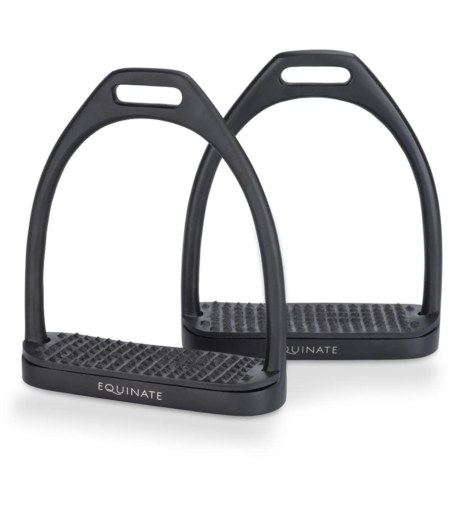 Equinate Stirrups Midway 10cm Black Matt - Anti-Slip Rubber Tread for Adults & Children - Set of 2 - International Shipping Available - Buy Online on GoSupps.com