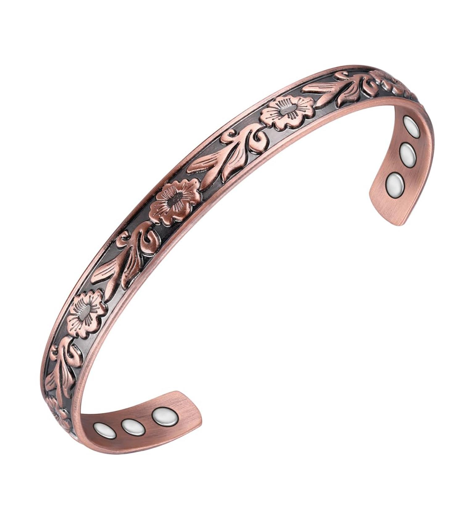 Vicmag Copper Magnetic Bracelet for Women | 99.99% Pure Copper | 6X Ultra Strength Magnets | Adjustable Size | Gift Box Included - Buy Online on GoSupps.com