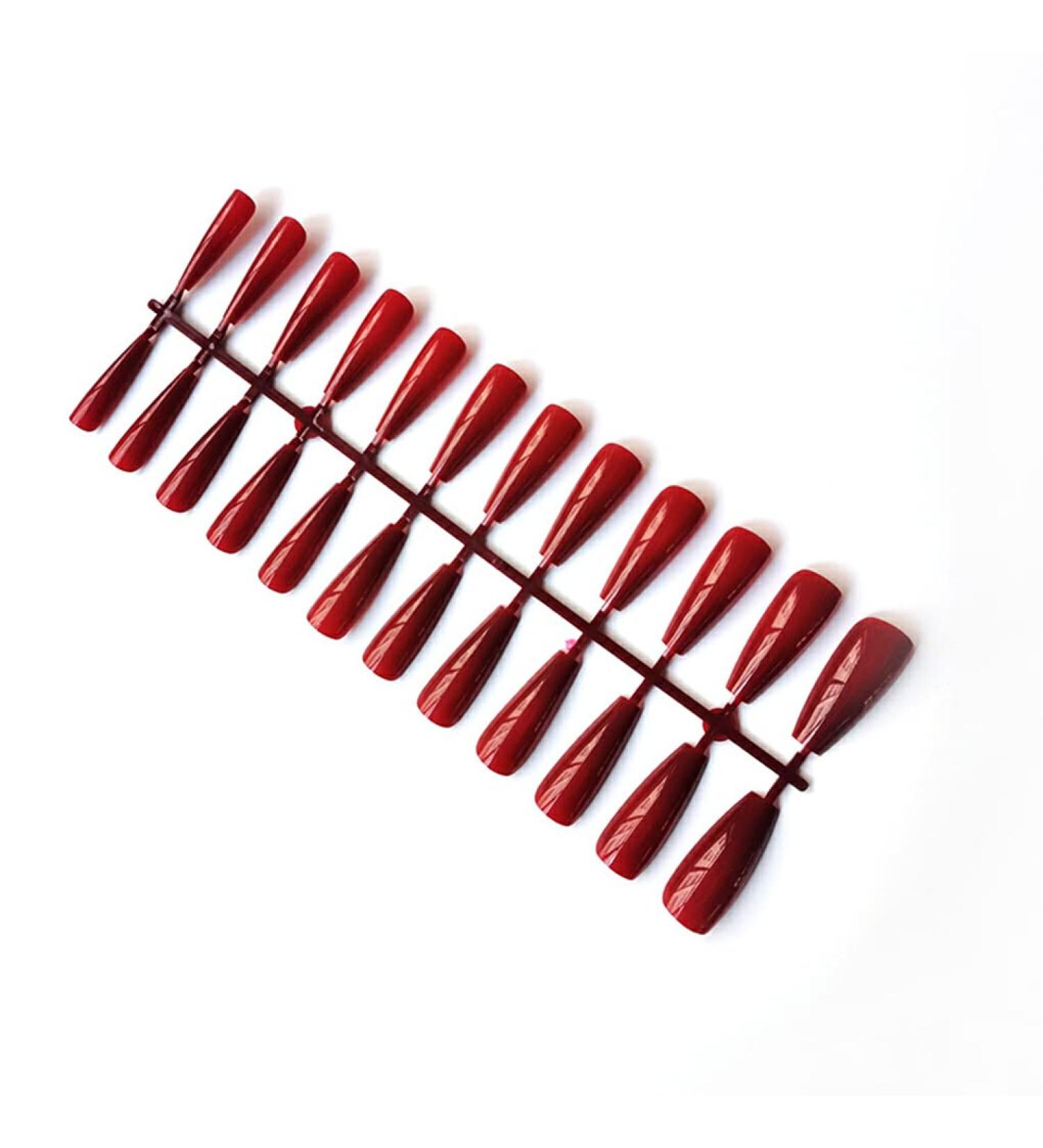 Dajidafu Long Nails Press-on Handheld Fingernail Manicure Stylish Matching Beauty Accessories Manicures Glossy Tips Dark Red 1 - Buy Online on GoSupps.com