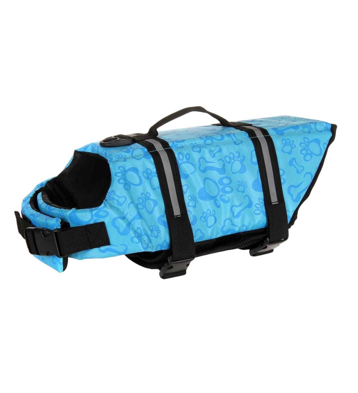 FANSU Dog Life Jacket Adjustable Safety Floatation Vest Coat Pet Life Preserver with Handle for Swimming Surfing Boating for Small Dog Puppy Large Dog (S Blue footprints) S Blue footprints - Buy Online on GoSupps.com