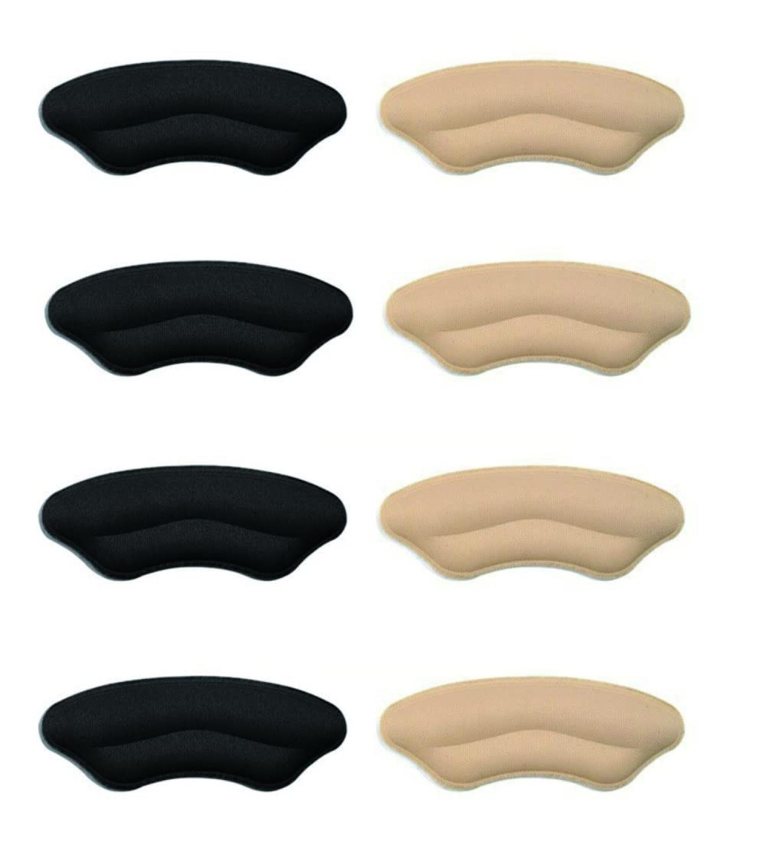 Premium Fabric Shoe Heel Pads Cushions - Inserts for High Heels Comfort & Grip - 8-Pack (4 Black + 4 Beige) - Men's & Women's Heel Protectors - Buy Online on GoSupps.com