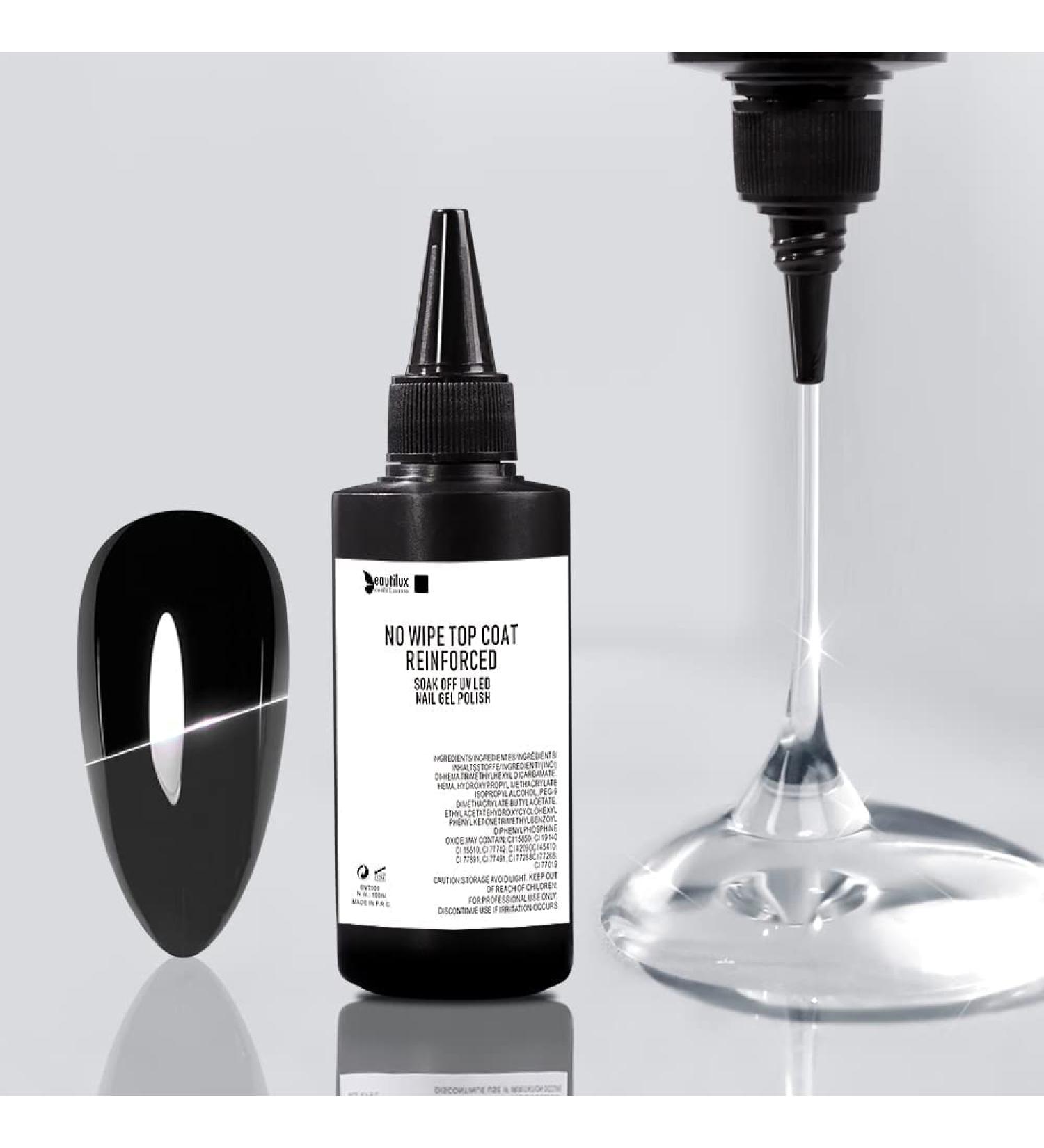 Beautilux Gel Top Coat 100ml | No Wipe Long Lasting High Gloss Shine | Perfect for Home Nail Salon | International Shipping Available - Buy Online on GoSupps.com