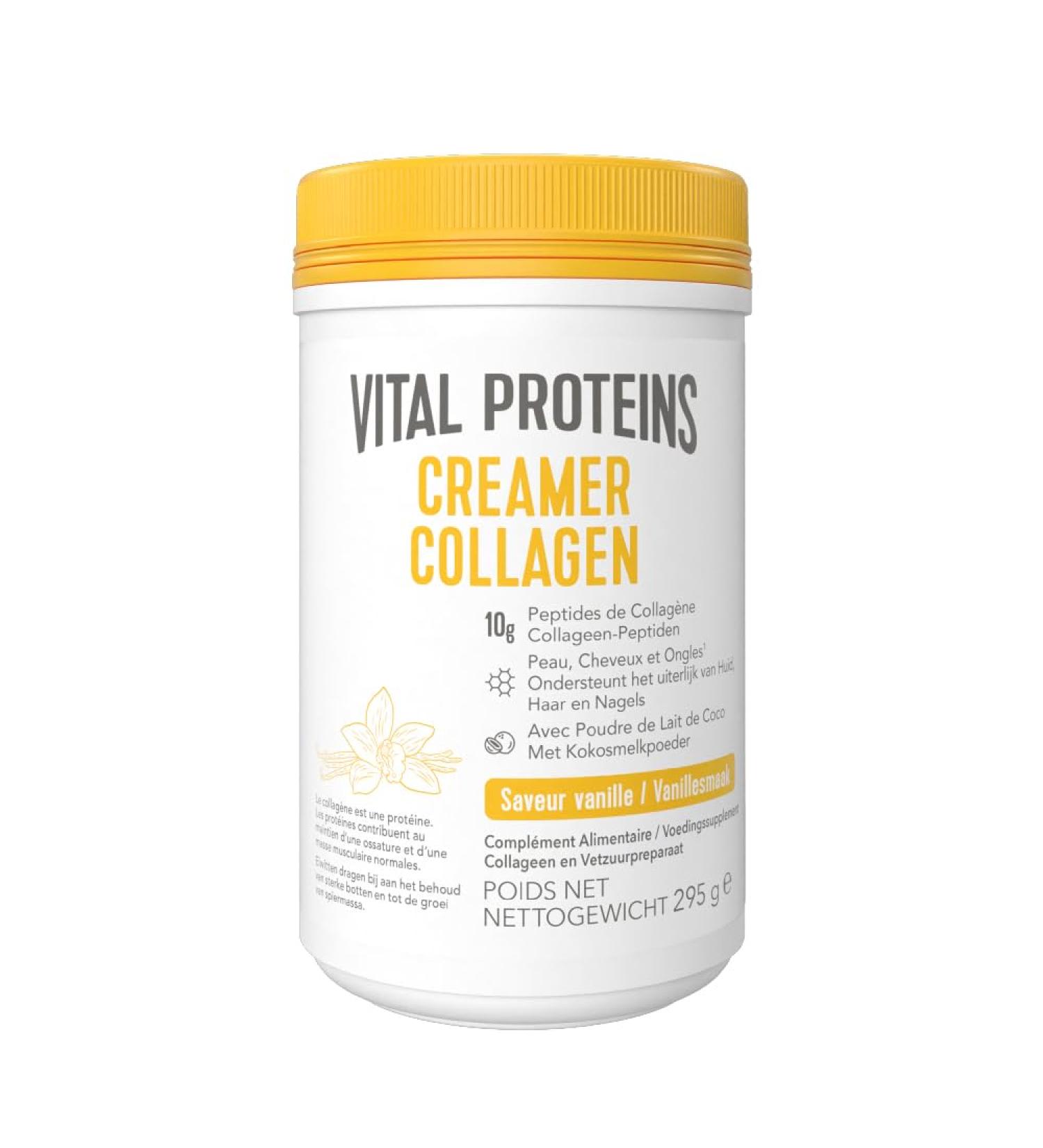 Vital Proteins Creamer Collagen Vanilla - Collagen Peptides - Skin Nails Hair - No Added Sugars Gluten Free Vanilla Flavor - 10g per serving - Box of 295g. - Buy Online on GoSupps.com