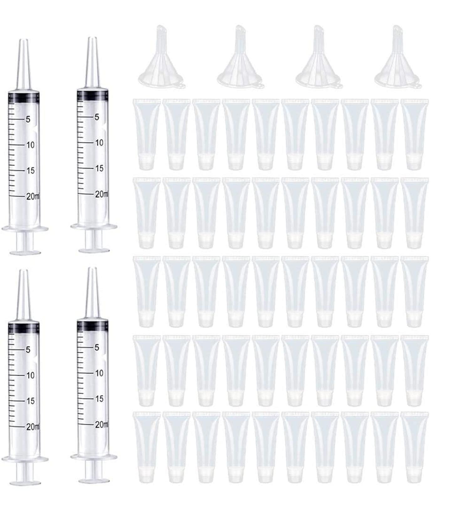 RuanHongYi Lip Gloss Tubes Empty Tubes Lip Gloss Balm Container Lipgloss Squeeze Tubes with syringe and funnels for DIY Lipstick - Buy Online on GoSupps.com