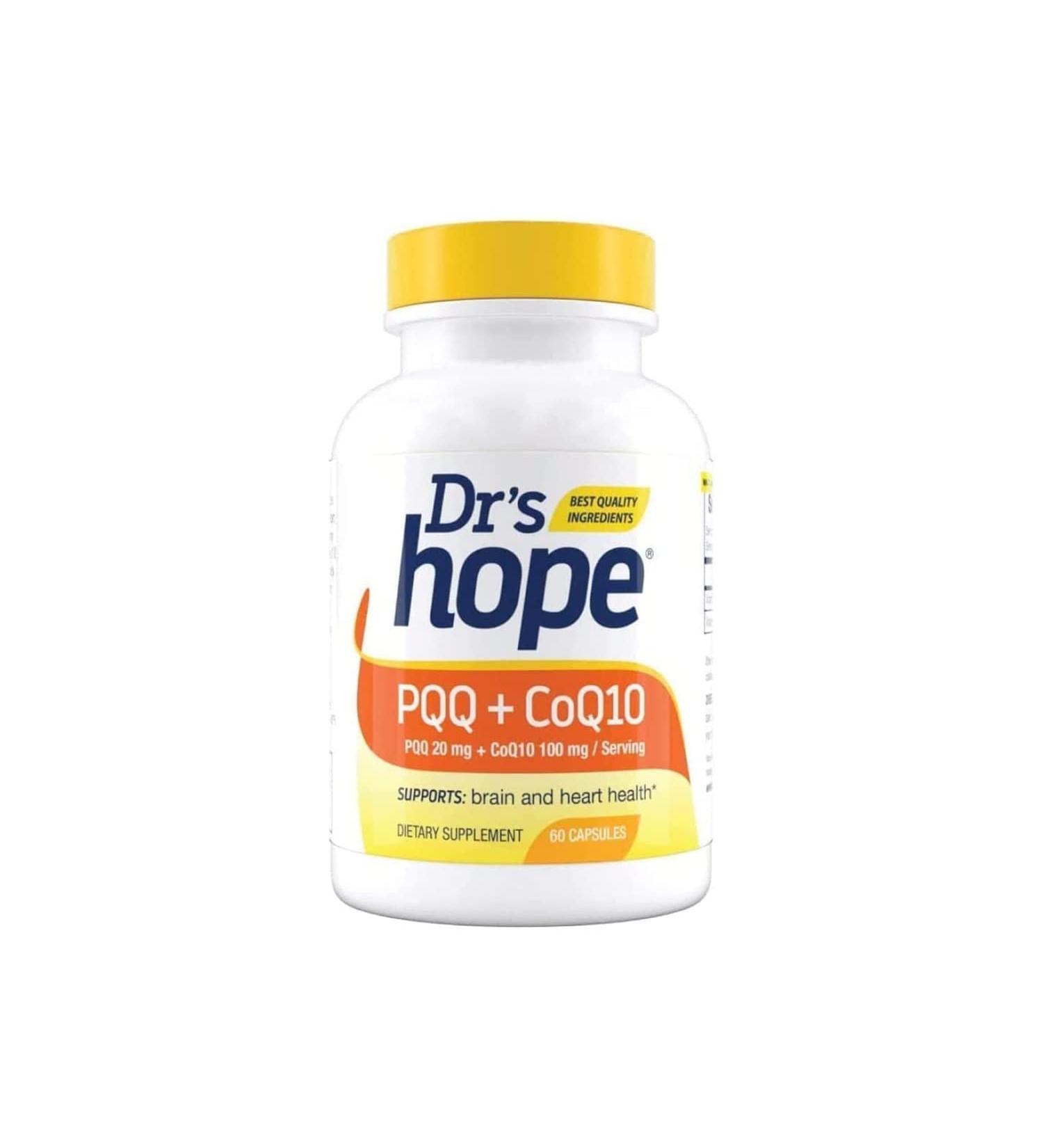 PQQ + CoQ10 - 20 mg PQQ & 100 mg CoQ10 | 60 Capsules | Supports Brain Health & Immune Function | Antioxidant-Rich Energy Boost - Buy Online on GoSupps.com